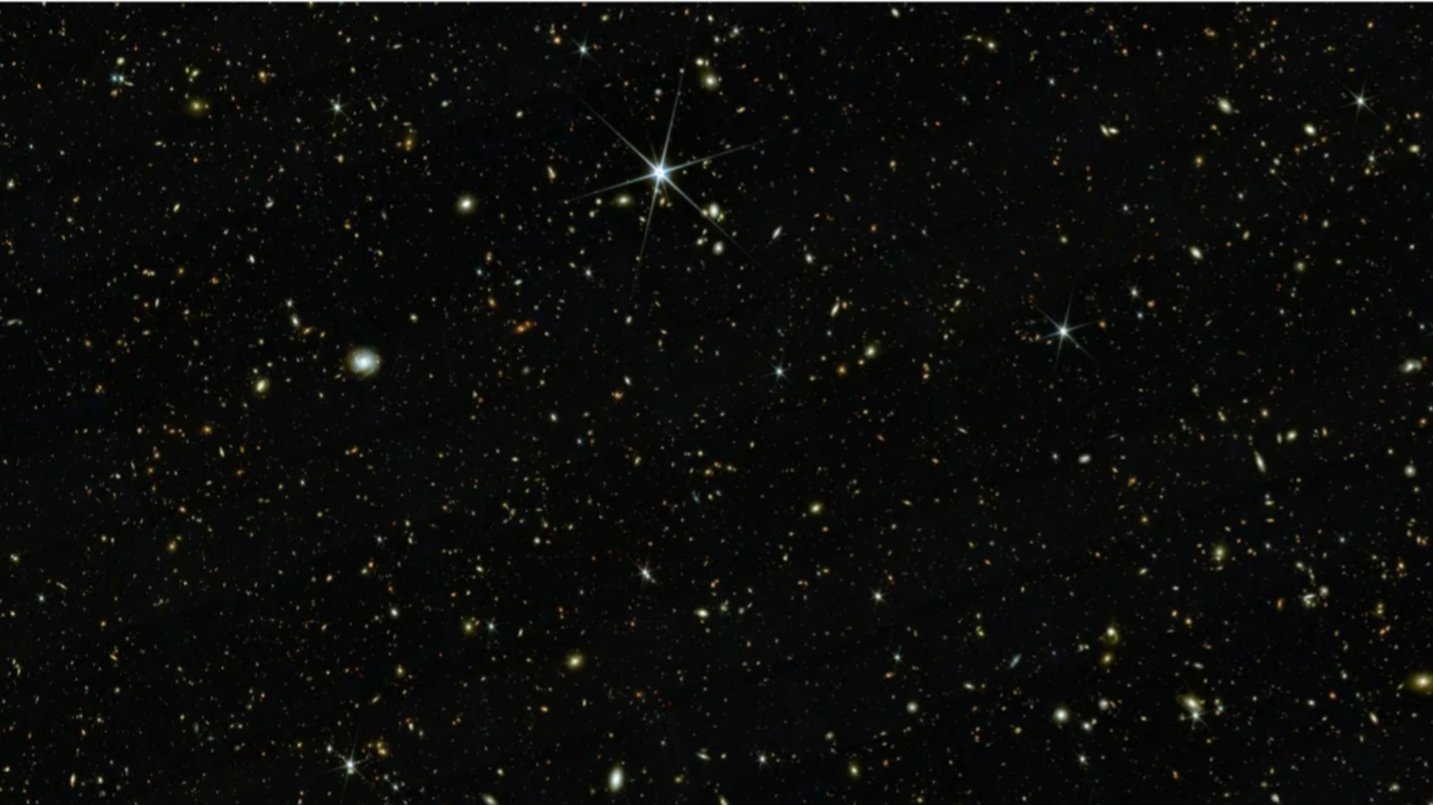 A small portion of the new COSMOS-Web map showing many thousands of galaxies from across the Universe.
