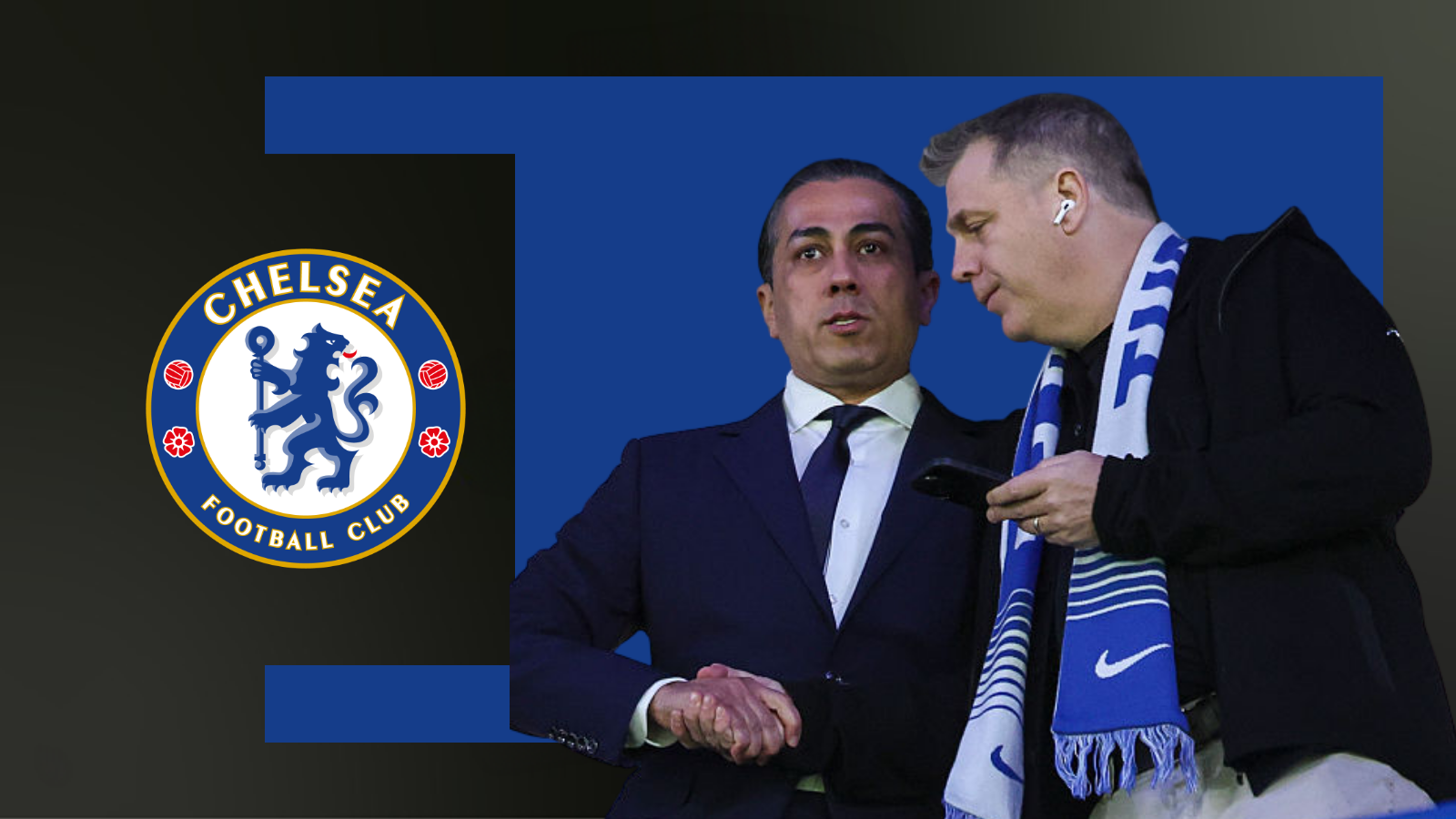 Los dueños del Chelsea se dan la mano en el palco de directivos.