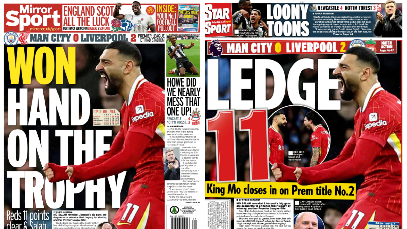 Daily Mirror and Daily Star back pages