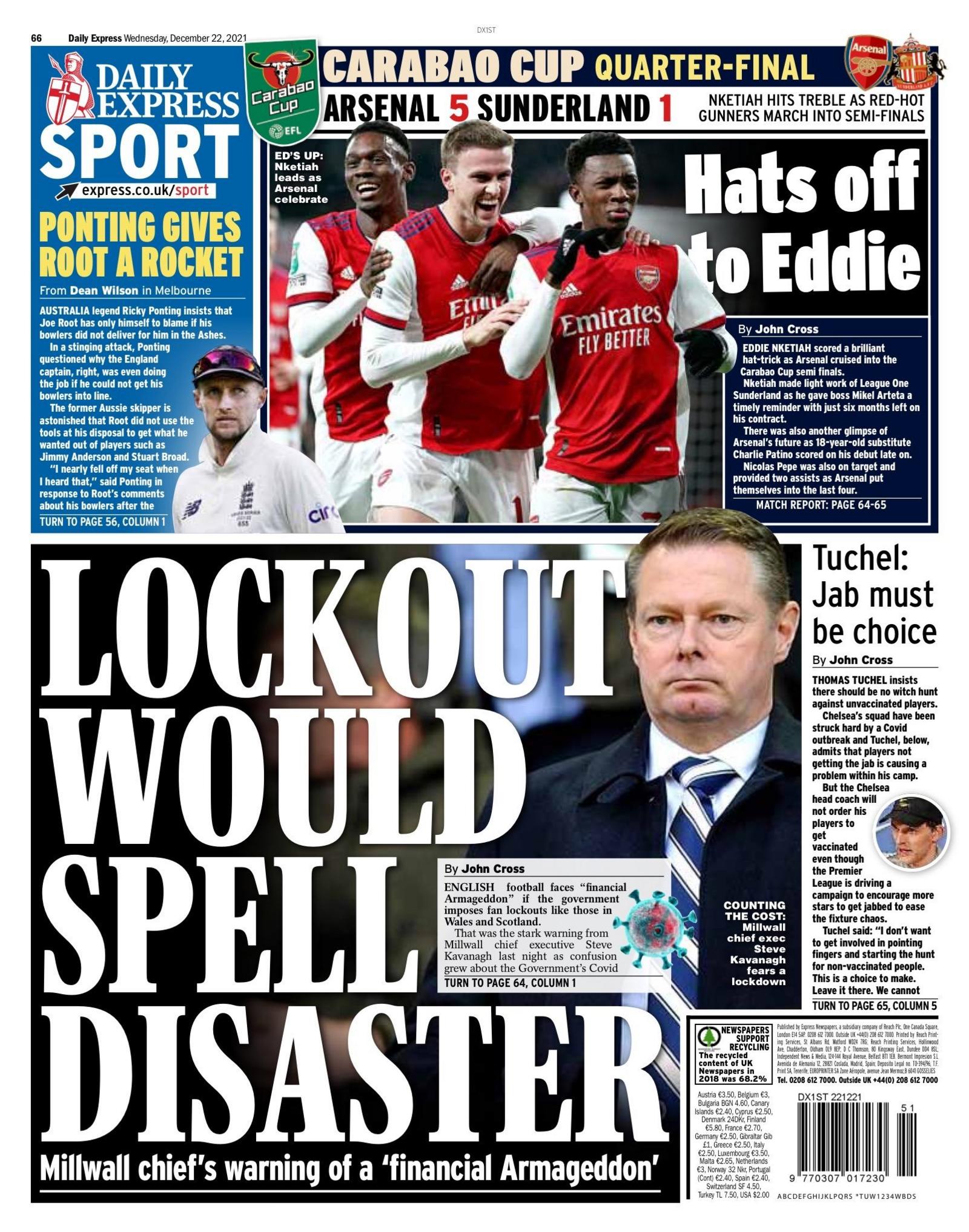 Wednesday's Express back page