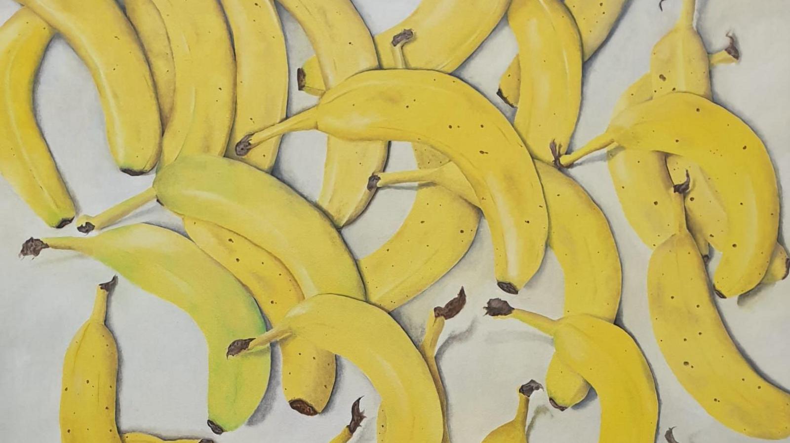 One of Mr Devonport's paintings, with features several yellow bananas.