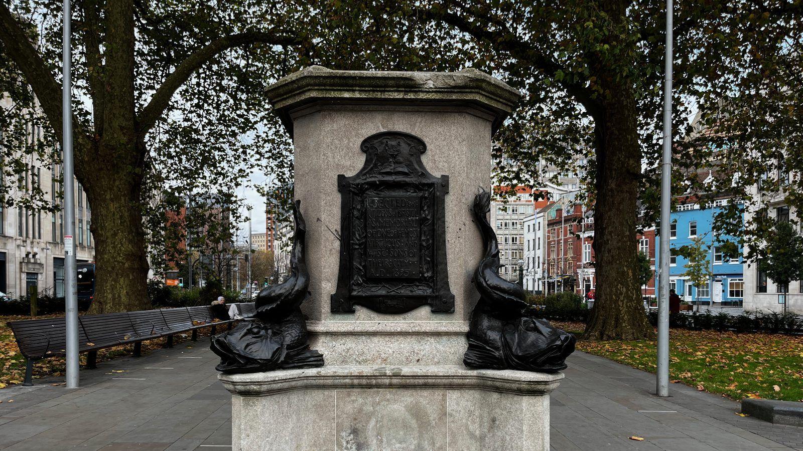 An empty plinth in Bristol city centre.