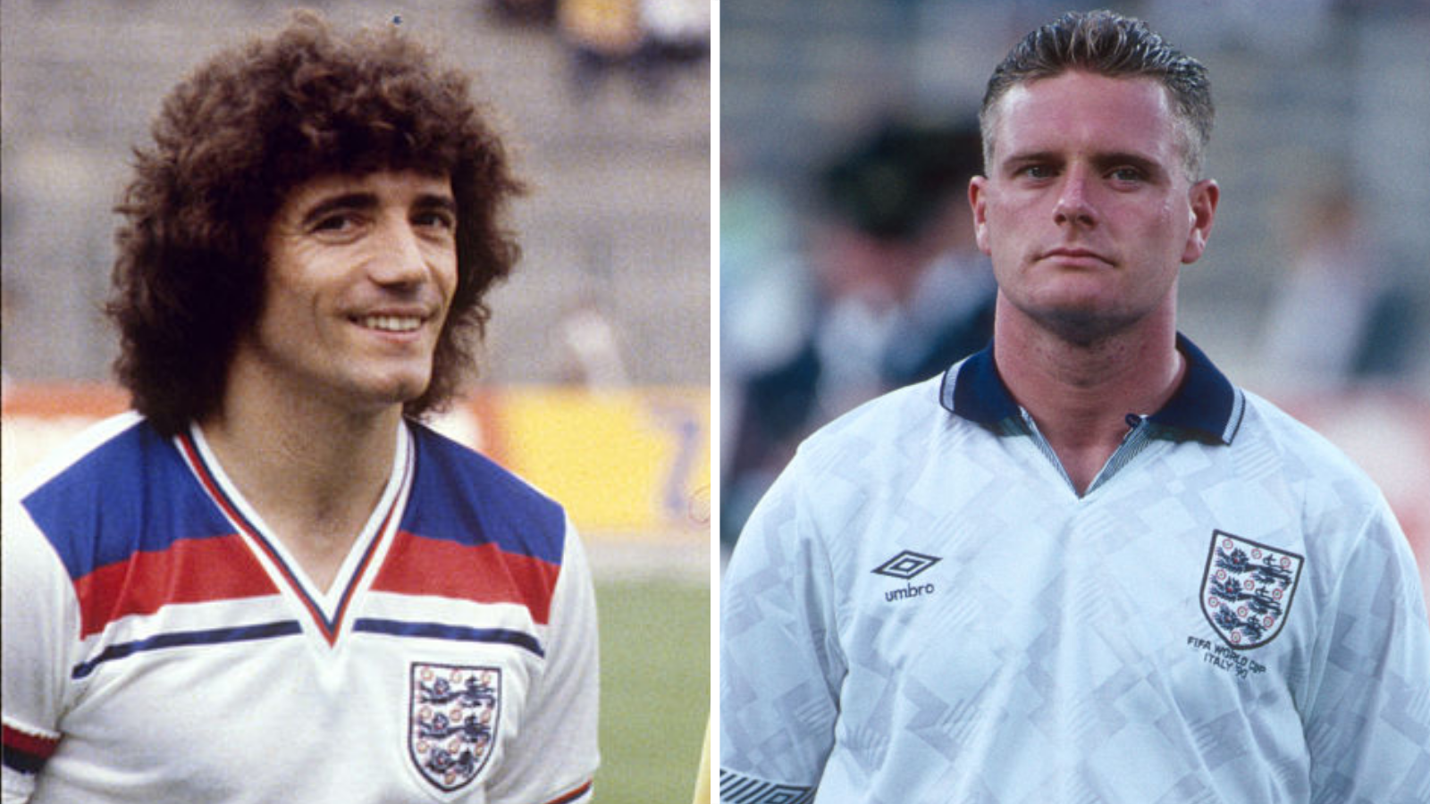 England 1986 and 1990 World Cup home shirts
