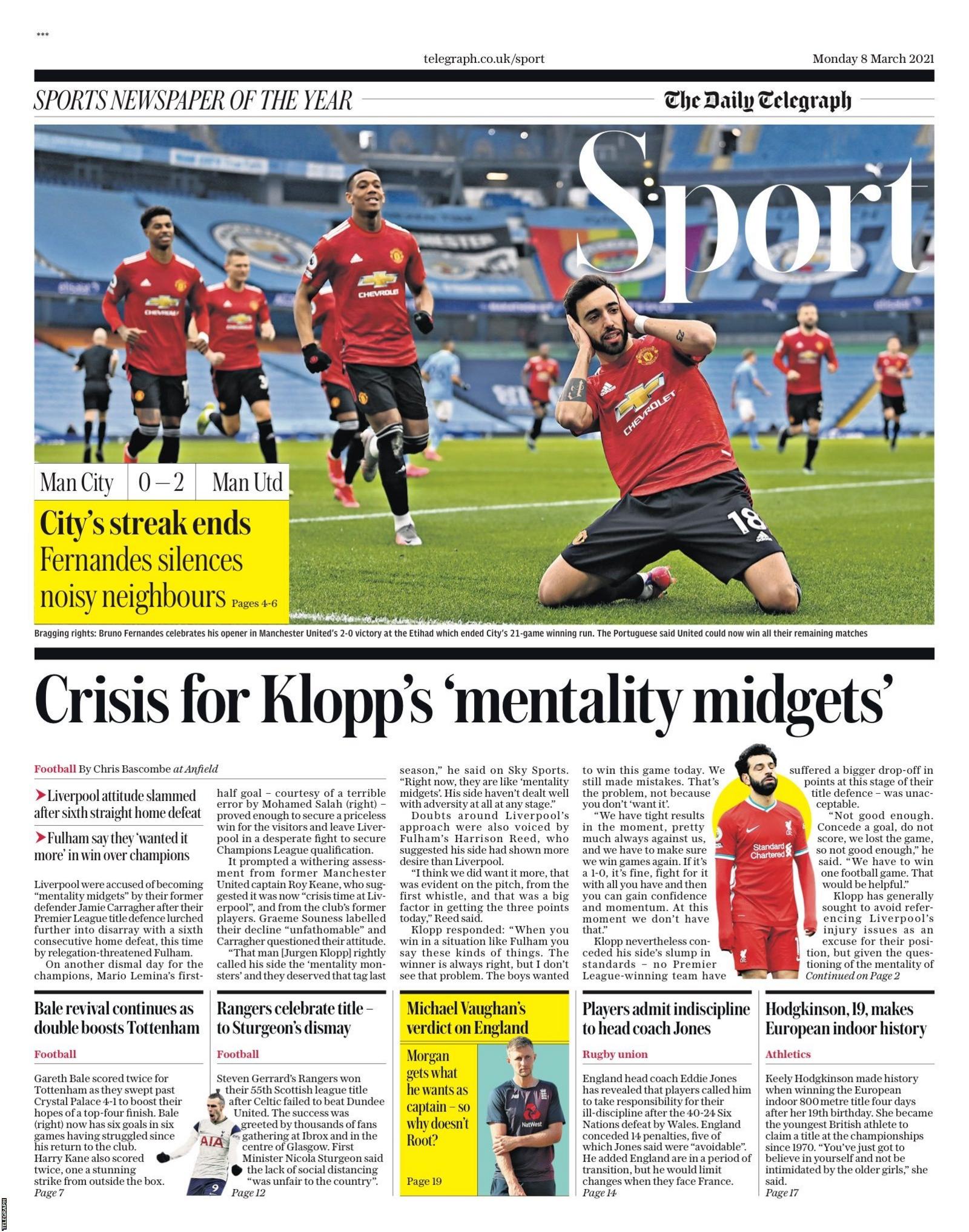 Monday's Daily Telegraph