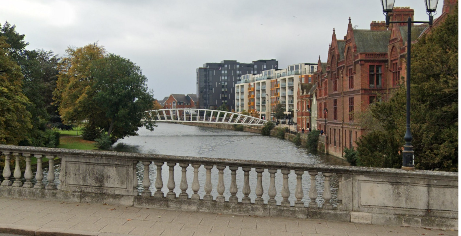 Bedford River with Riverside Square and Riverside Birdge in the distance