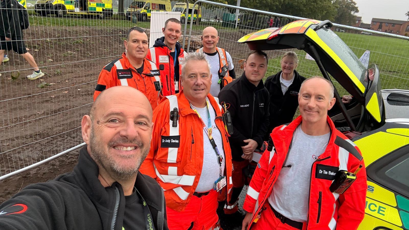 Tim Baker and other doctors from EMICS and St John Ambulance at Robin Hood Half Marathon