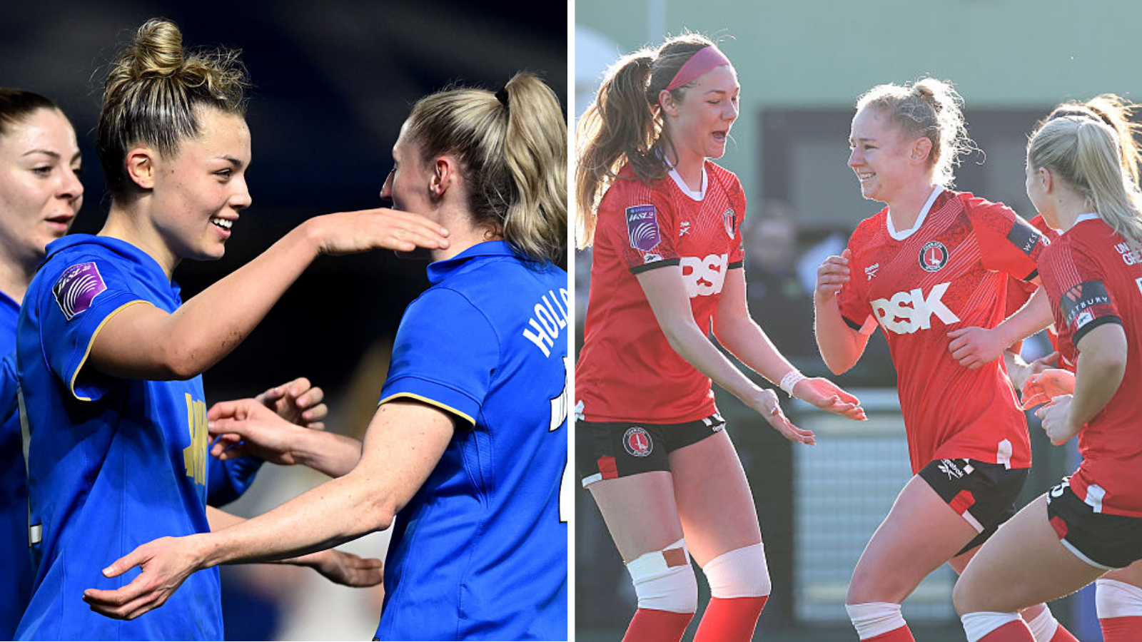 Birmingham celebrate a goal v Chatham/ Charlton celebrate their winner v Oxford