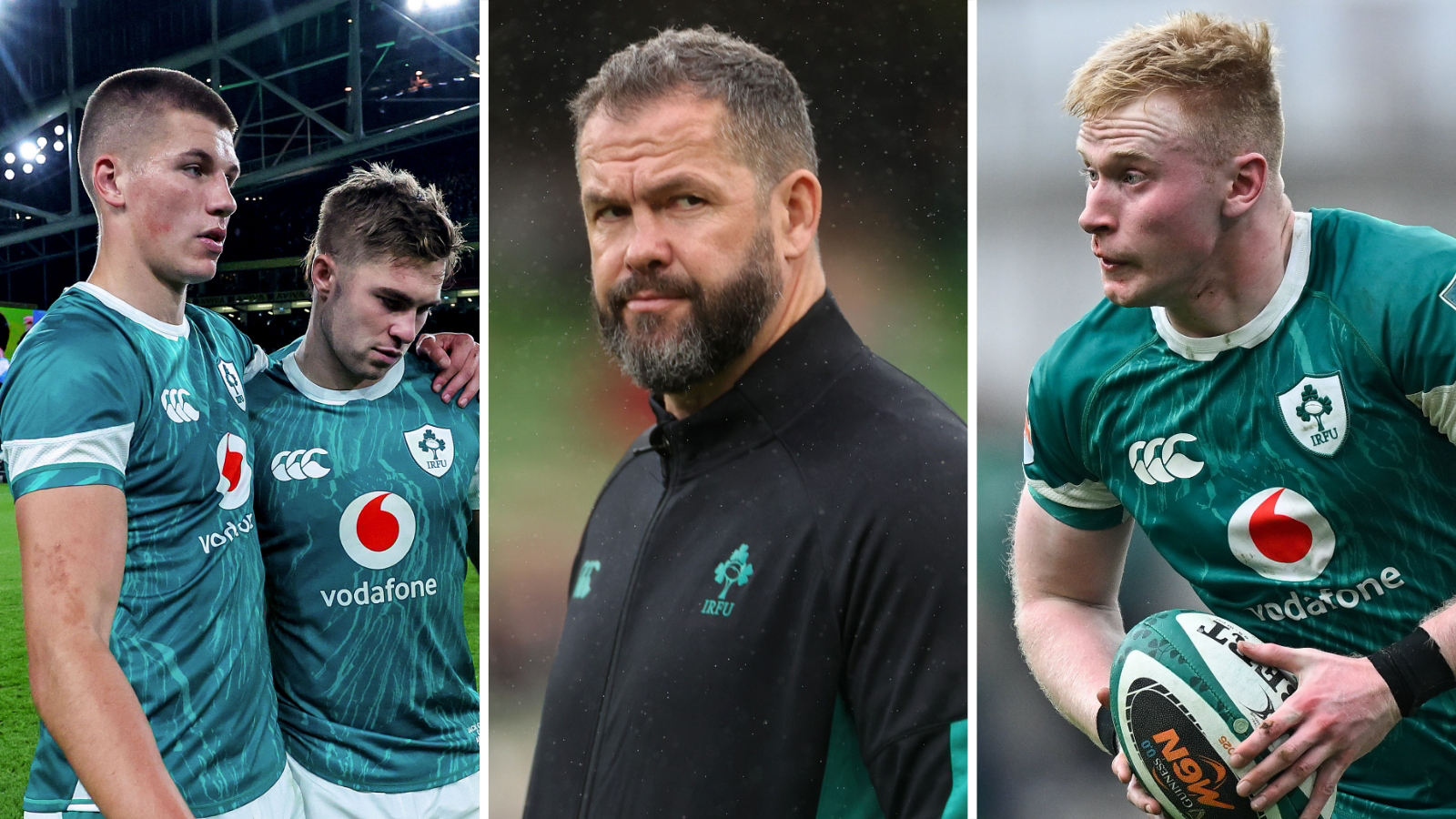 Sam Prendergast and Jack Crowley, Andy Farrell and Jamie Osborne