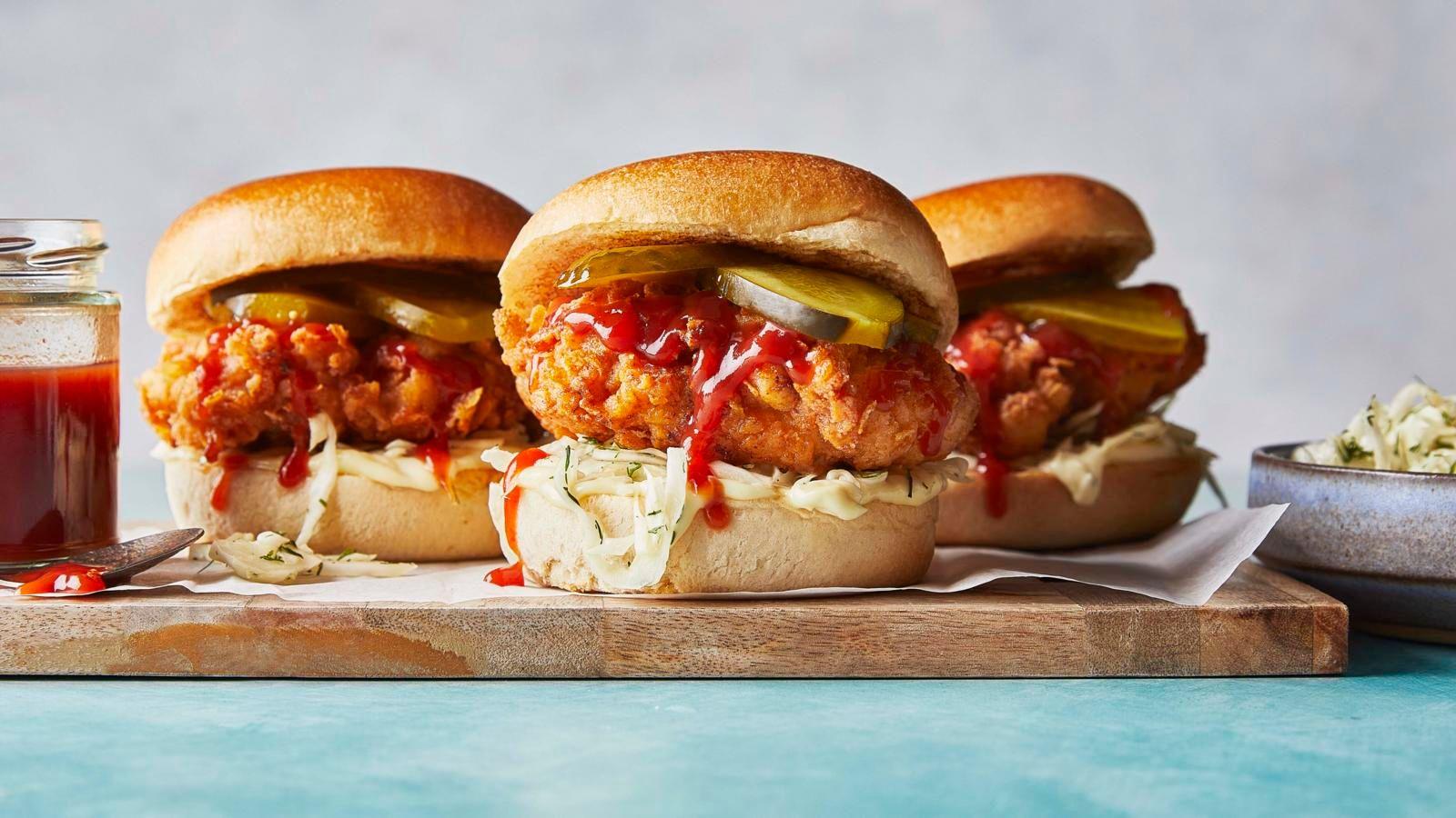 Easy Korean fried chicken burger