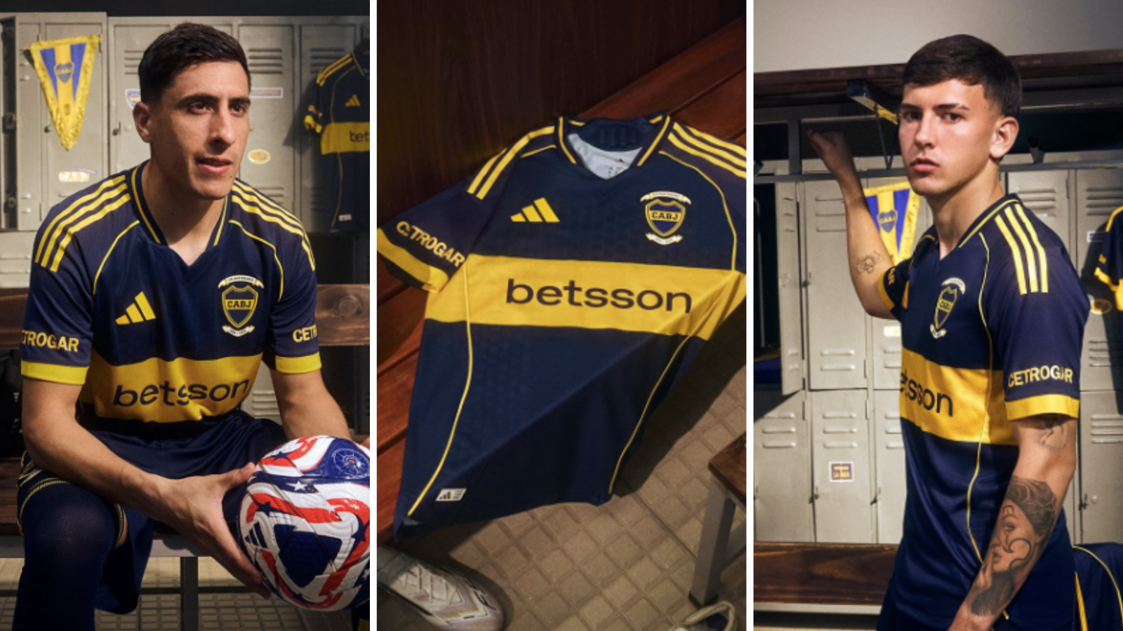 Miguel Merentiel and Camilo Rey Domenech wear new Boca Juniors home kit.