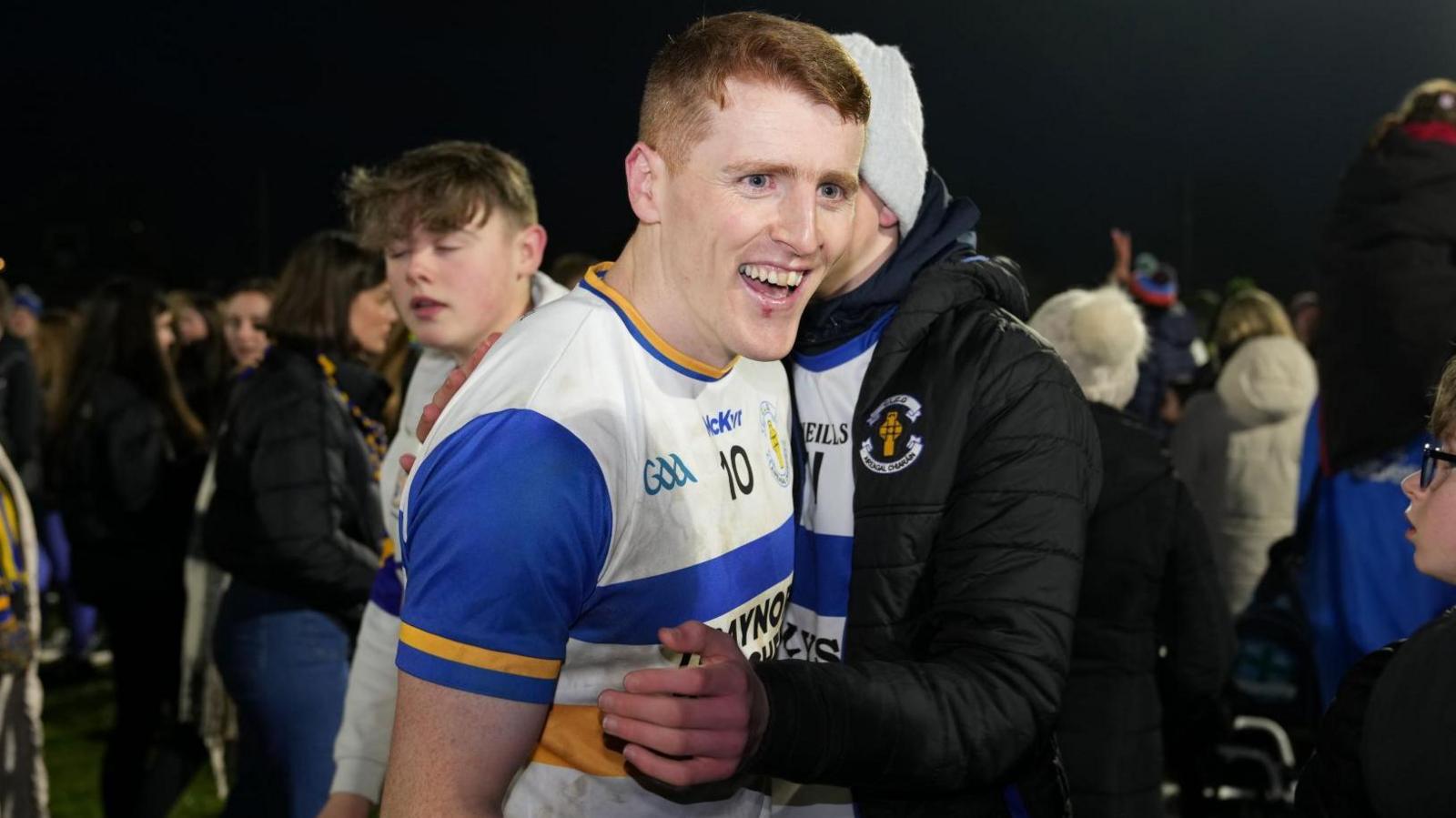 Peter Harte shows his delight after Errigal Ciaran's dramatic victory at Newbridge