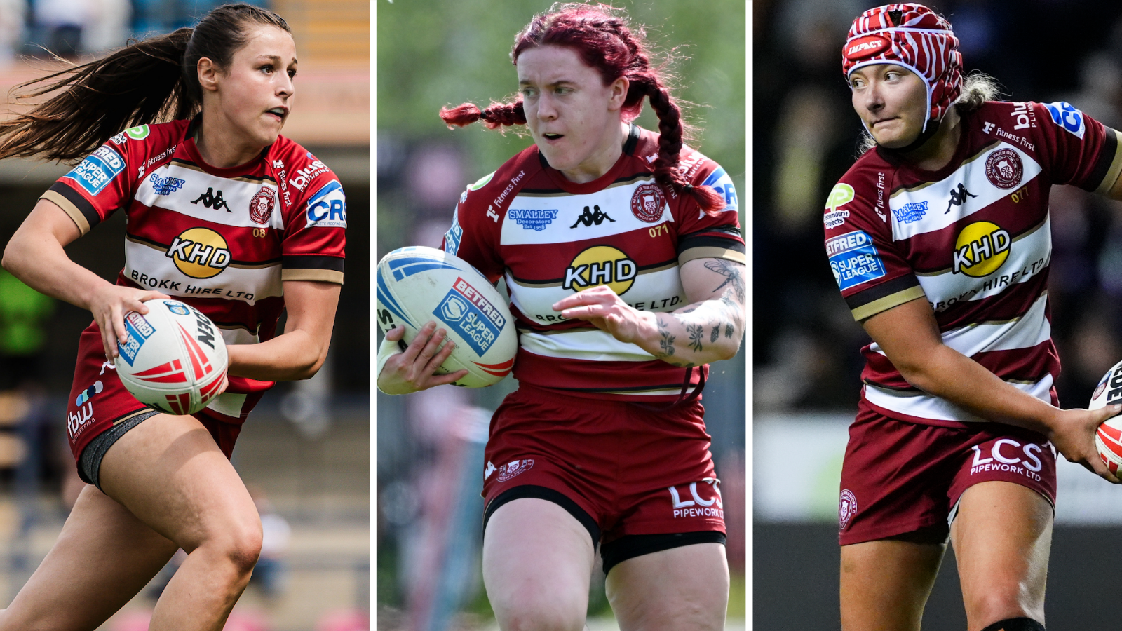 Wigan Warriors trio Jenna Foubister, Eva Hunter and Isabel Rowe