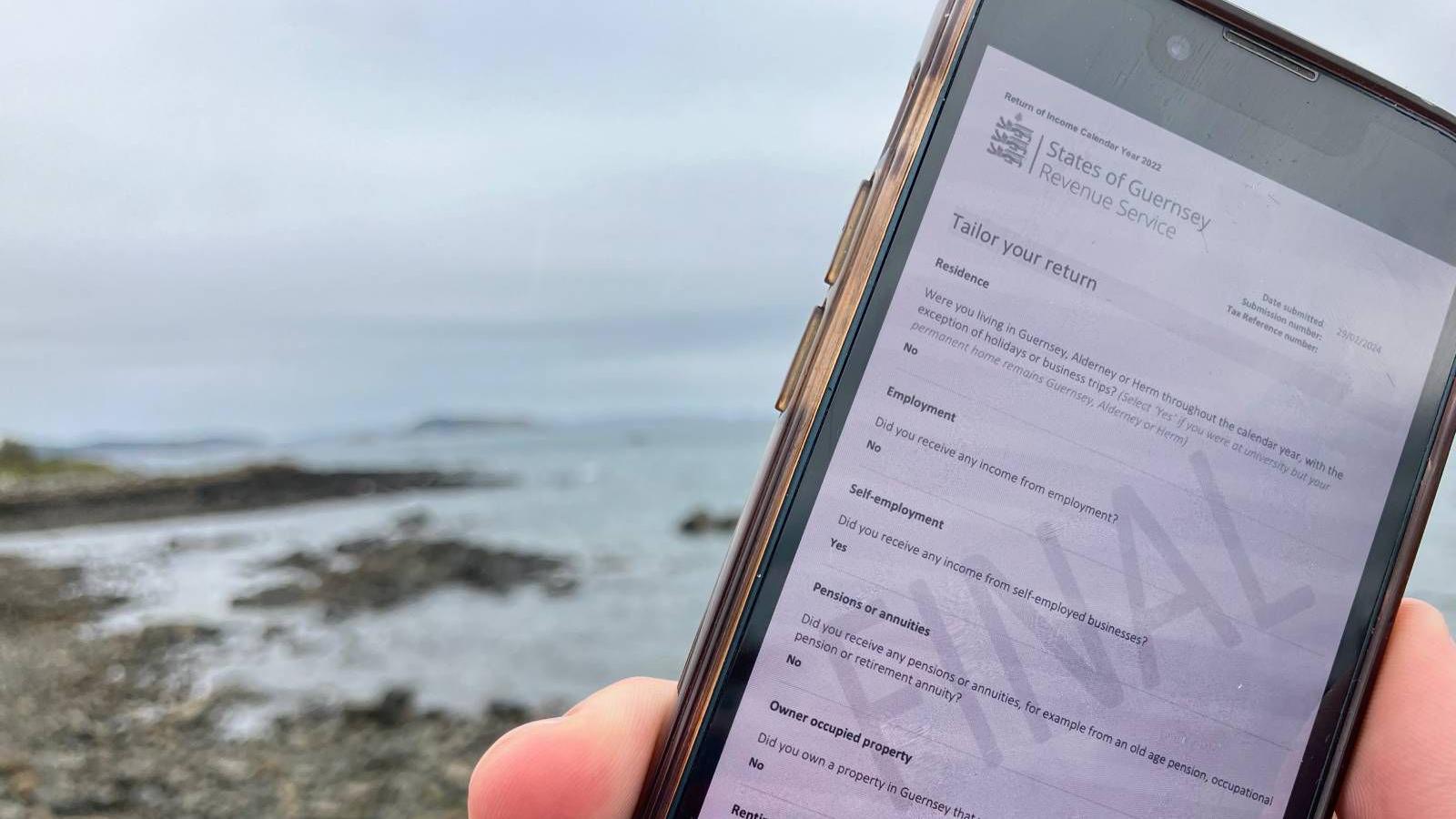 A Guernsey personal tax return on an iPhone