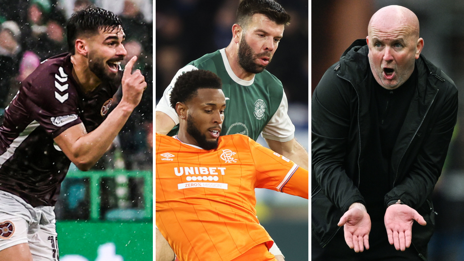 Hearts' Claudio Braga, Rangers' Youssef Chermiti, Hibs' Grant Hanley and Livingston's David Martindale