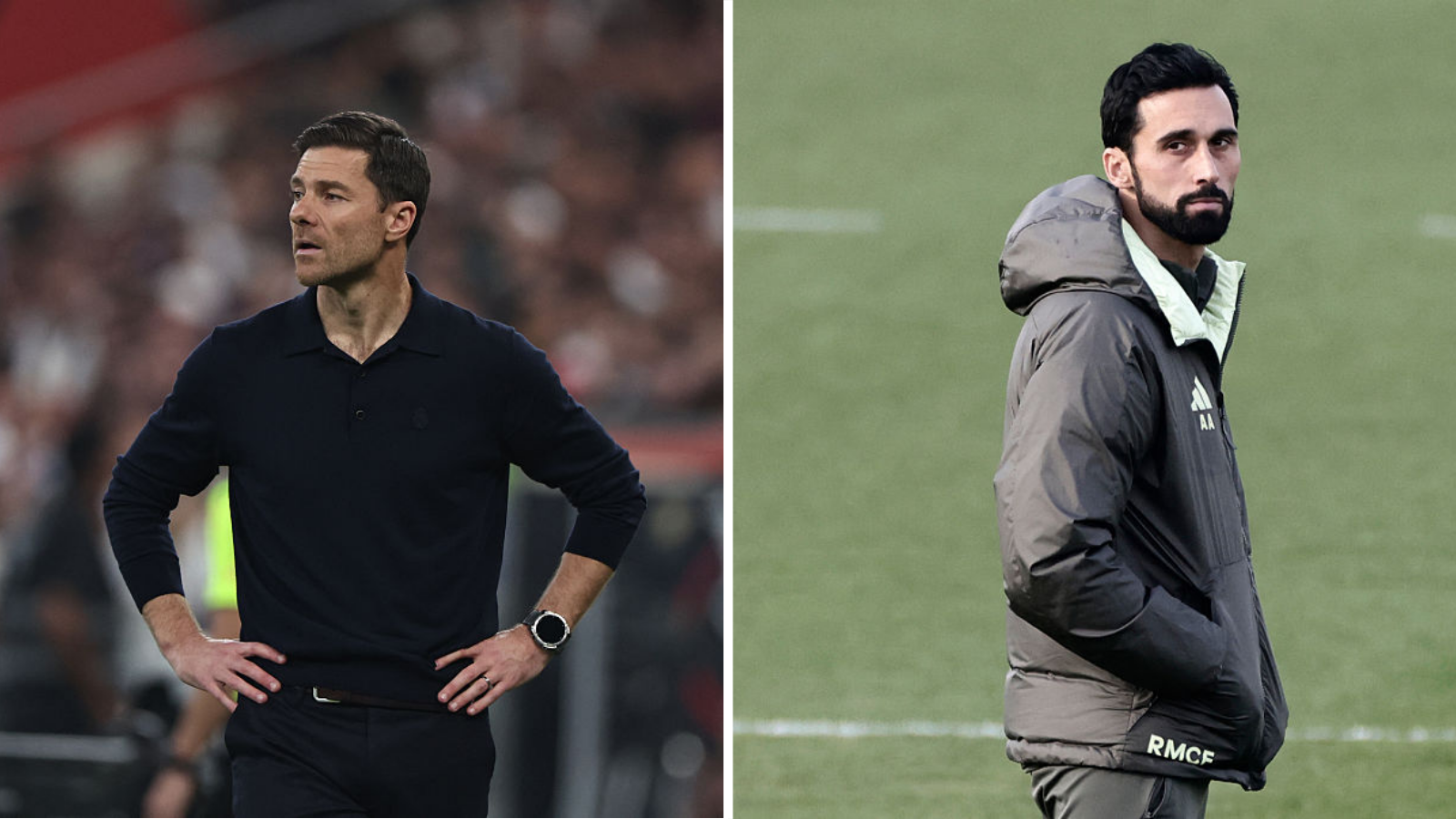 A split image of Xabi Alonso and Alvaro Arbeloa