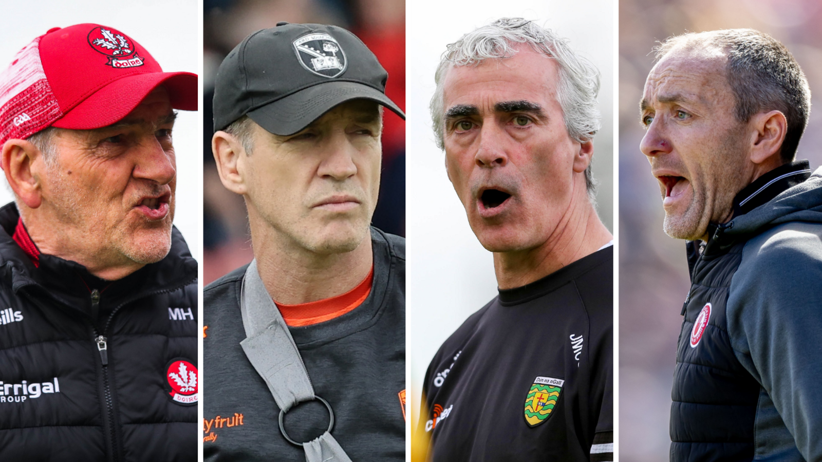 Derry, Armagh, Donegal and Tyrone managers Mickey Harte, Kieran McGeeney, Jim McGuinness and Brian Dooher