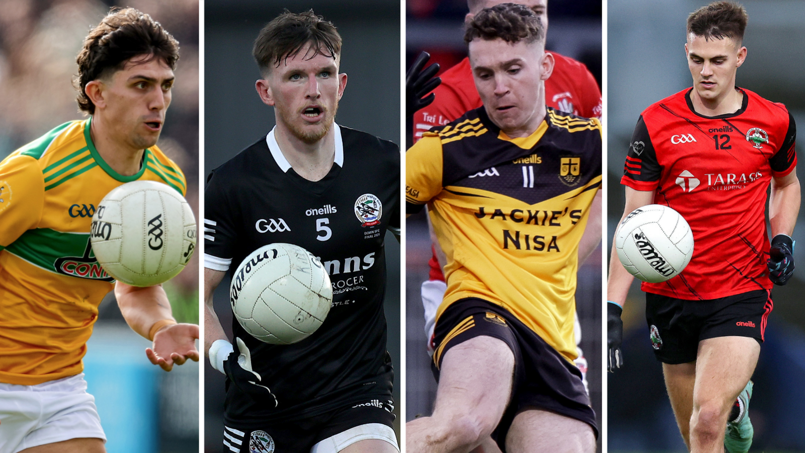 Seaan Elliott (Dunloy), Miceal Rooney (Kilcoo), Eoin McElholm (Loughmacrory) and Darragh McMullen (Madden)