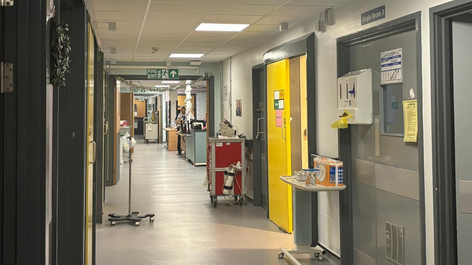 A hospital corridor inside Nottingham's City Hospital