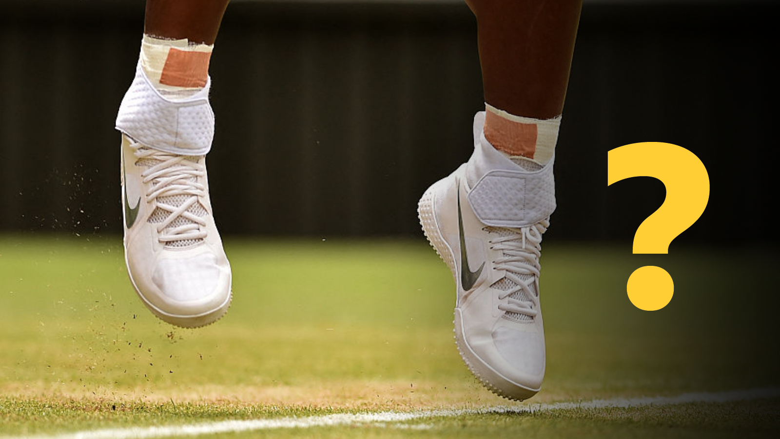 Unknown tennis player with question graphic