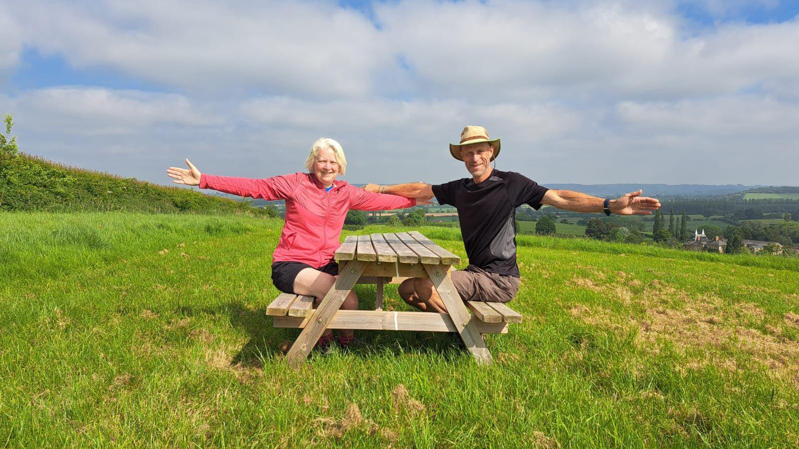 Mr and Mrs Sutton during a break along the walk in the Herefordshire countryside