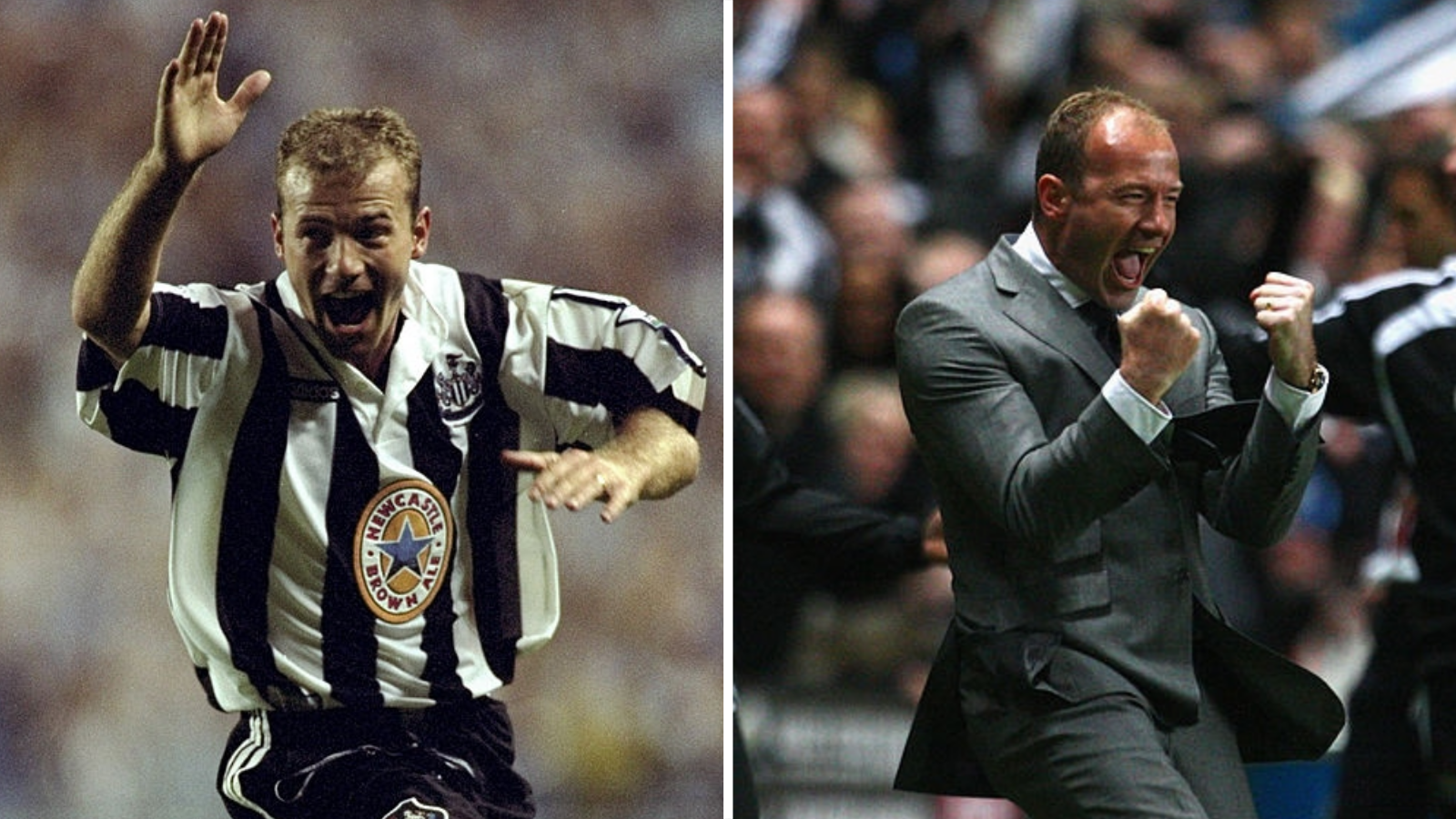 Alan Shearer as a player and manager at Newcastle