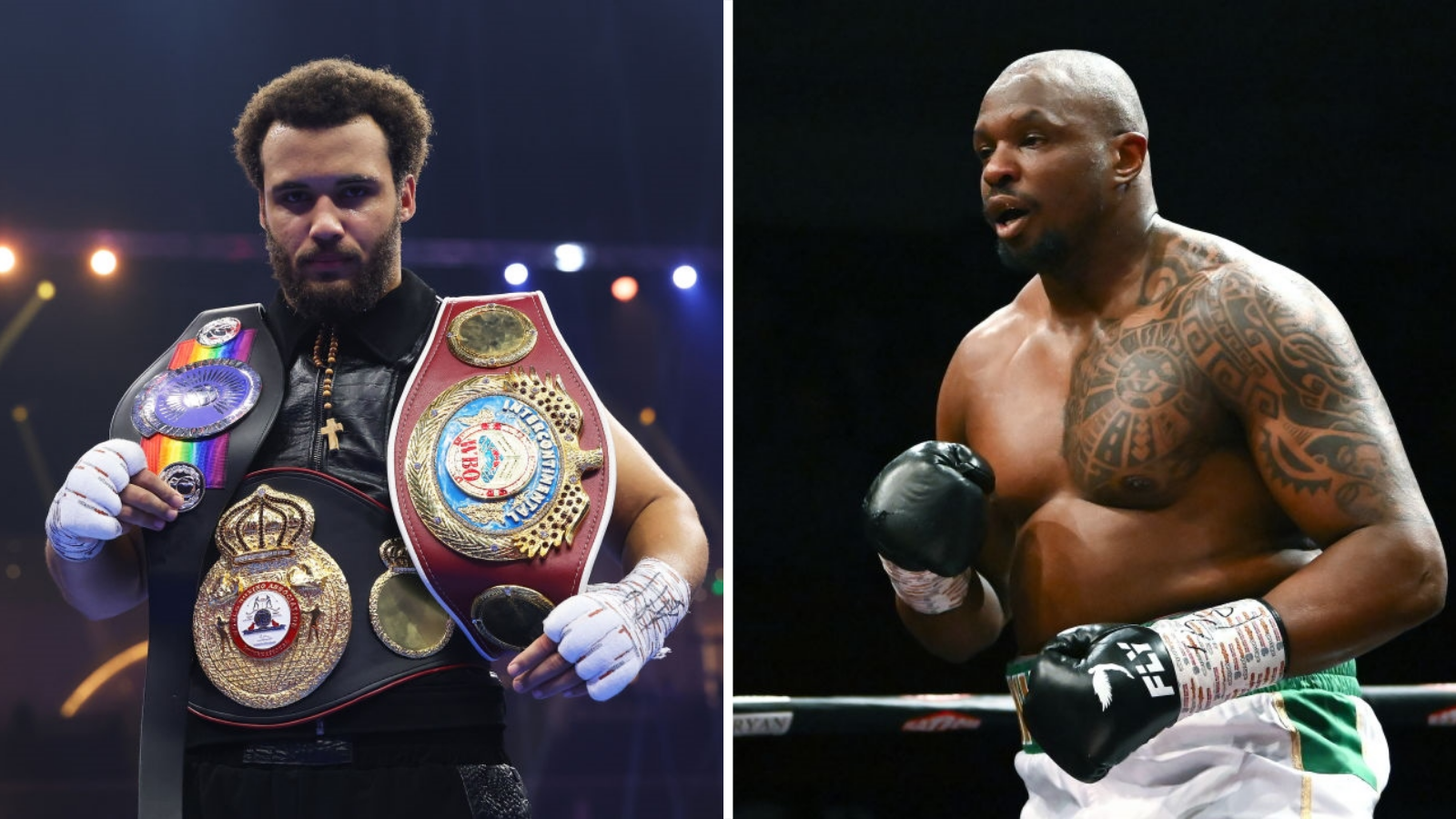 A split image of Moses Itauma and Dillian Whyte