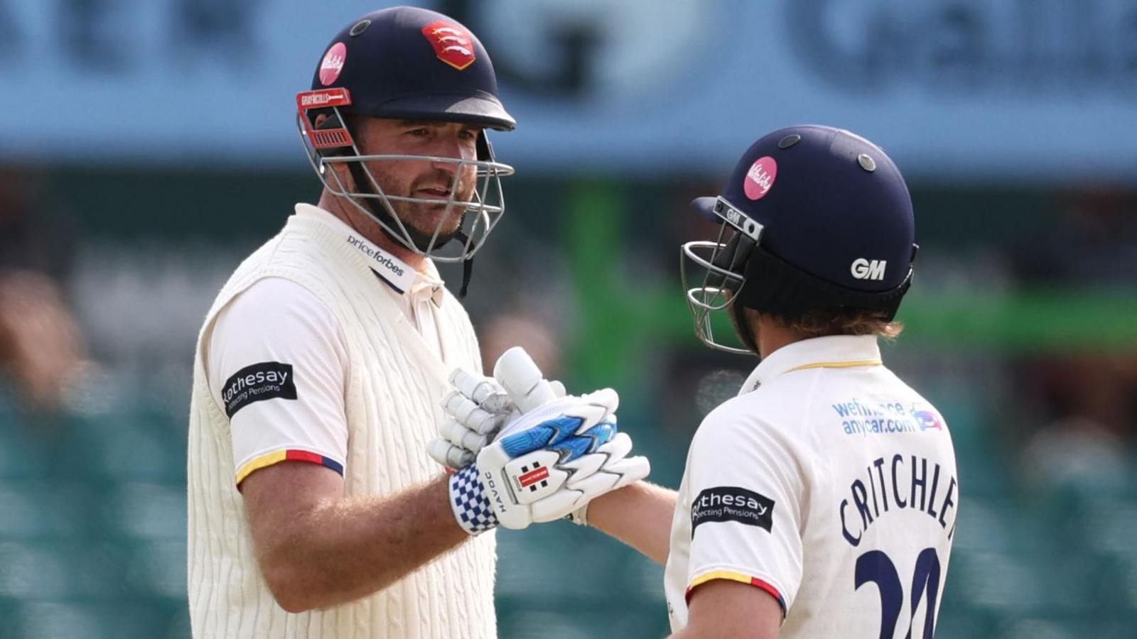 Paul Walter celebrates his century for Essex