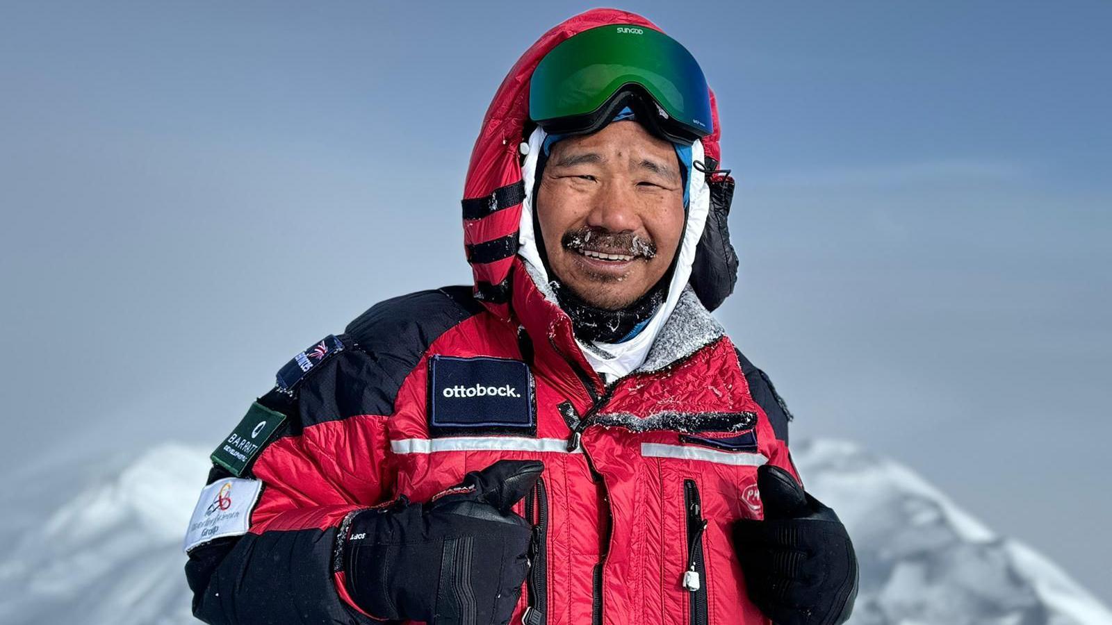 Hari Budha Magar after scaling the summit of Denali