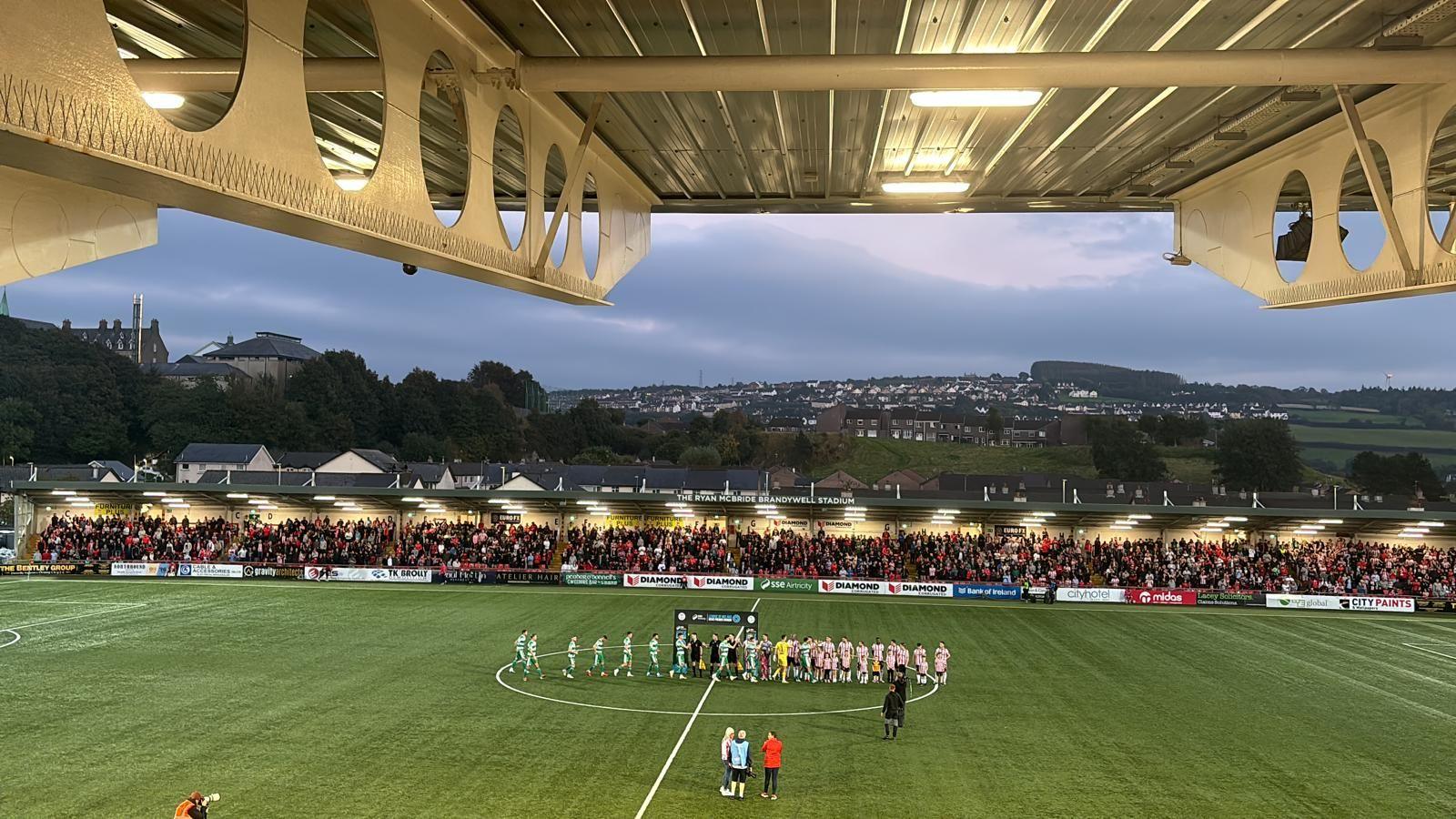 Picture from the stands of Derry City's draw with Shamrock Rovers at the Ryan McBride Brandywell Stadium on Friday