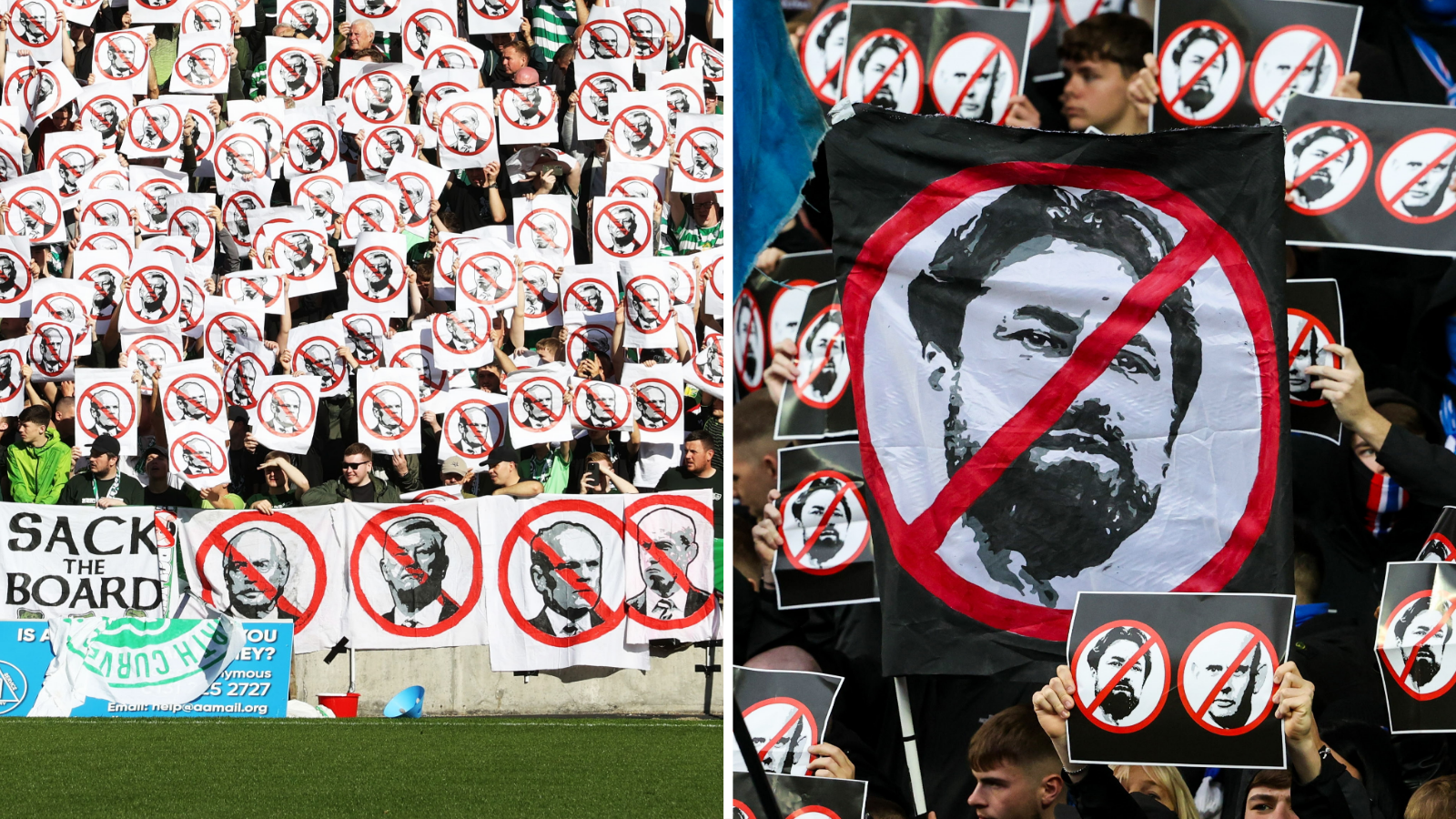 Celtic and Rangers fans stage protests against their respective clubs