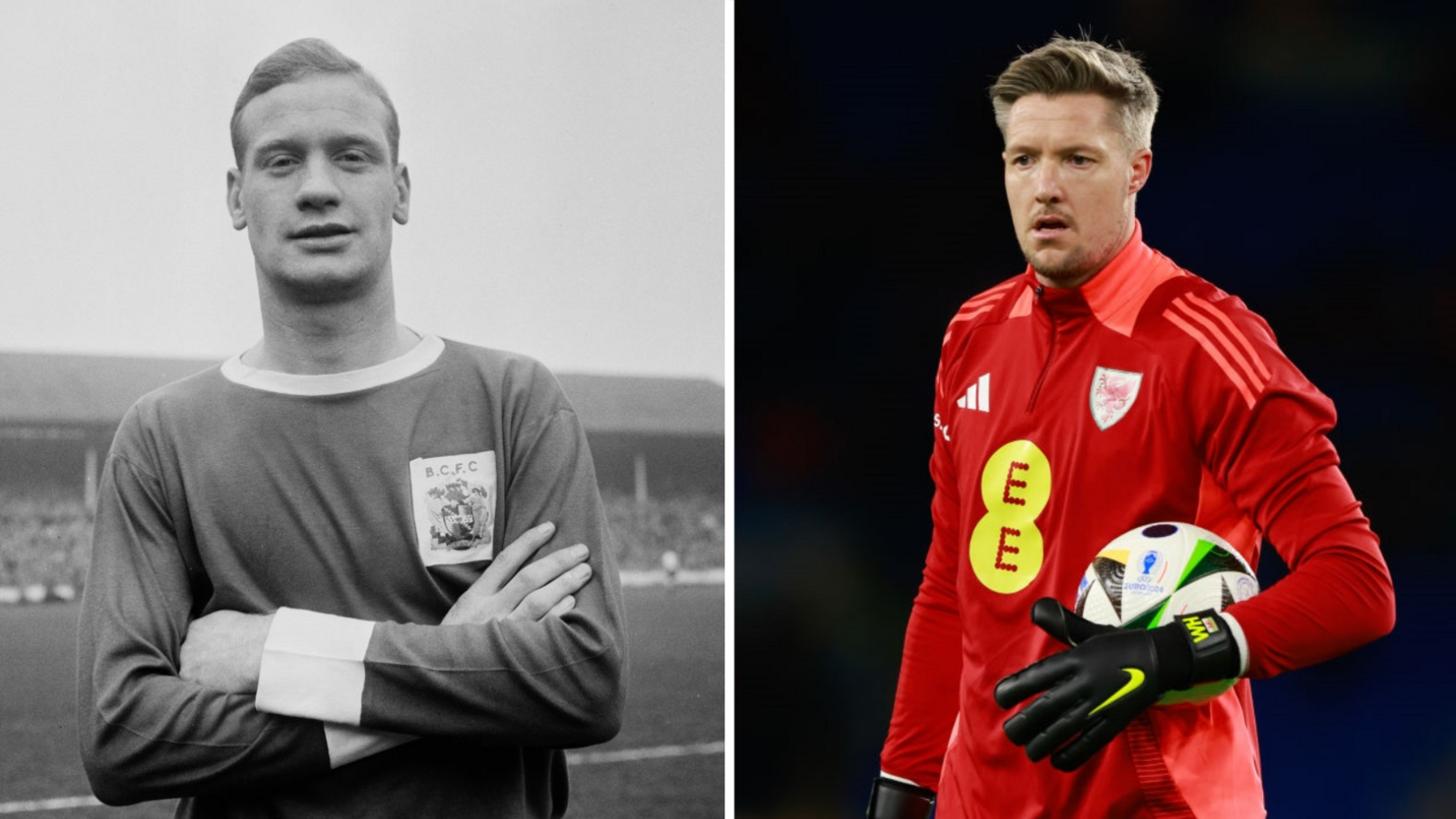 Terry Henessey yn chwarae dros Birmingham City a Wayne Hennessey ym ymarfer gyda Chymru