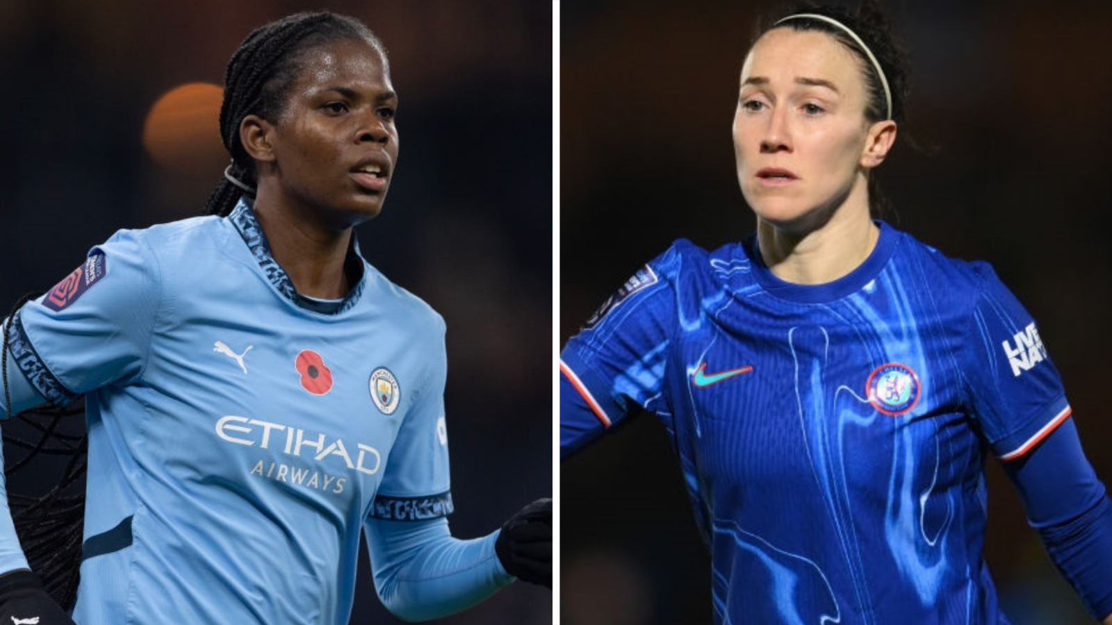 Manchester City striker Khadija Shaw and Chelsea defender Lucy Bronze