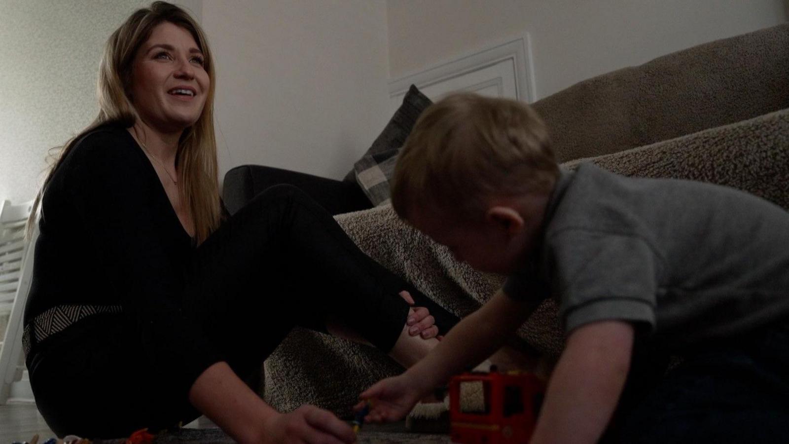 Rebecca Willmont and her son Harry playing at home