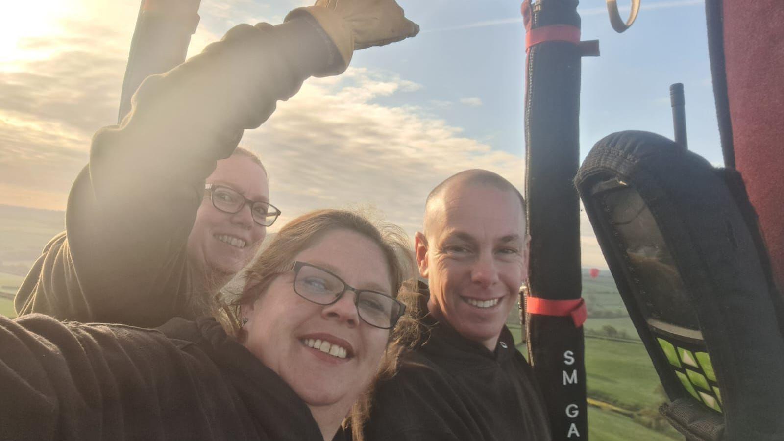 Mandy and her crew flying a hot air balloon