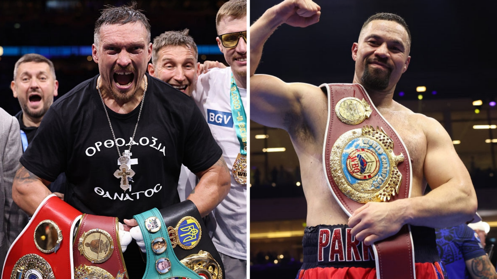 Oleksandr Usyk holds his WBA (Super), WBO, IBF and WBC heavyweight titles and Joseph Parker holds the WBO interim heavyweight title