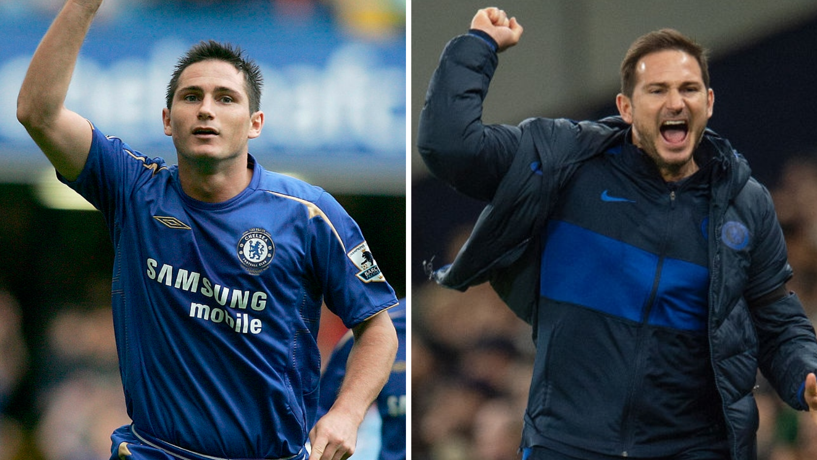 Frank Lampard as a player and manager at Chelsea