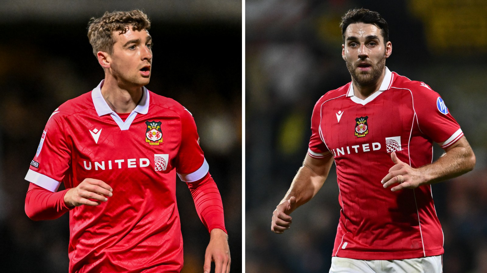 Wrexham defender Lewis Brunt (left) and midfielder Matty James (right)