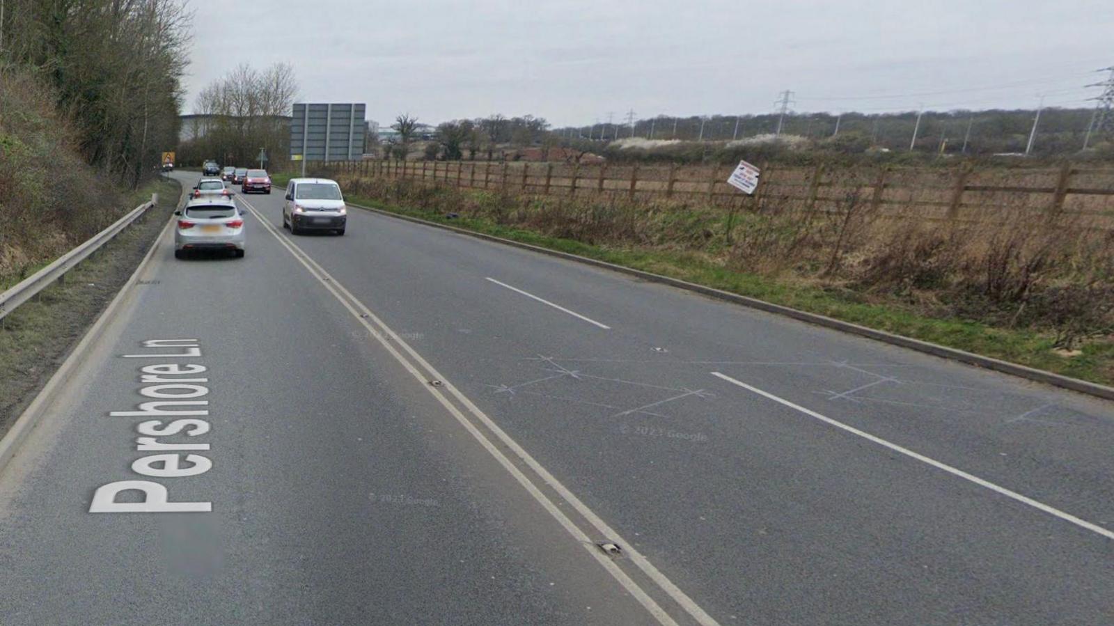 Cars on Pershore Lane near Worcester