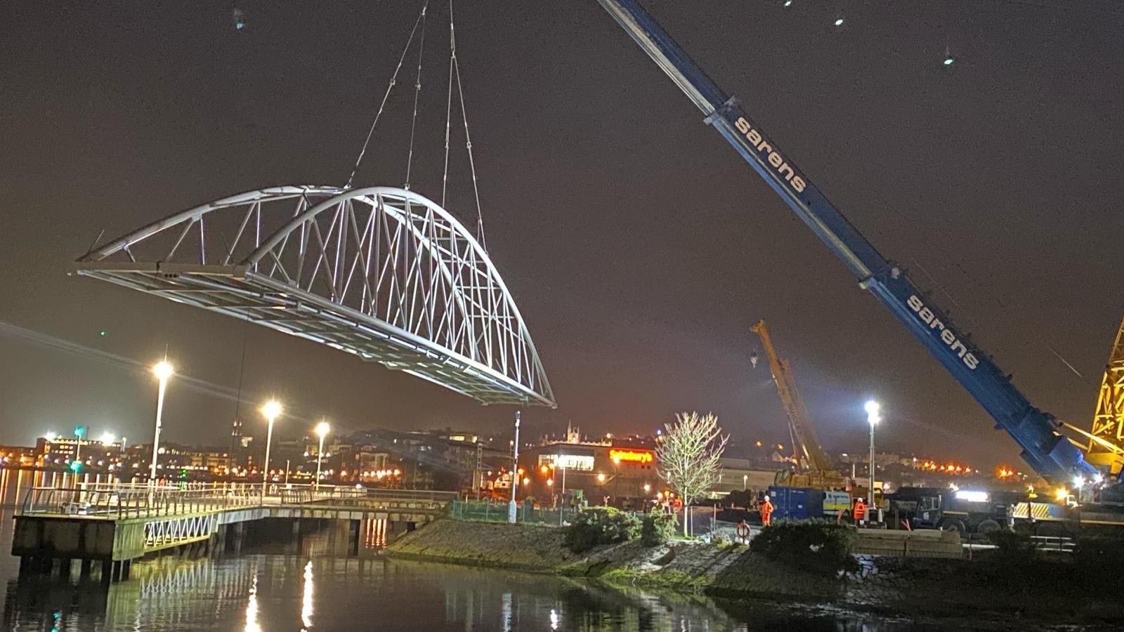 pennyburn bridge being set in place