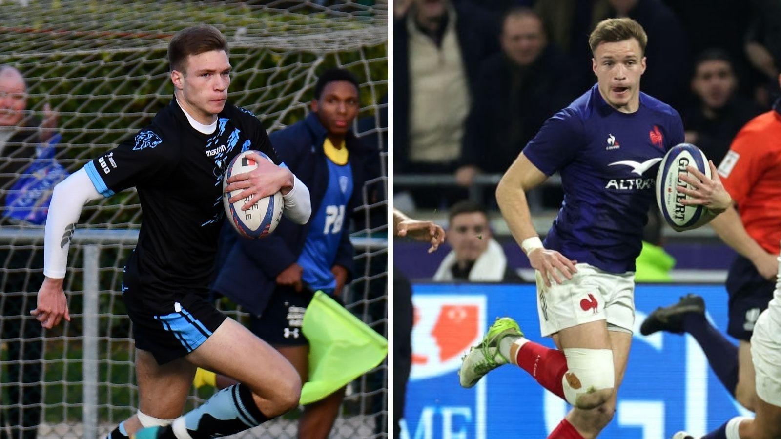 Leo Barre playing for Massy and France in a composite image