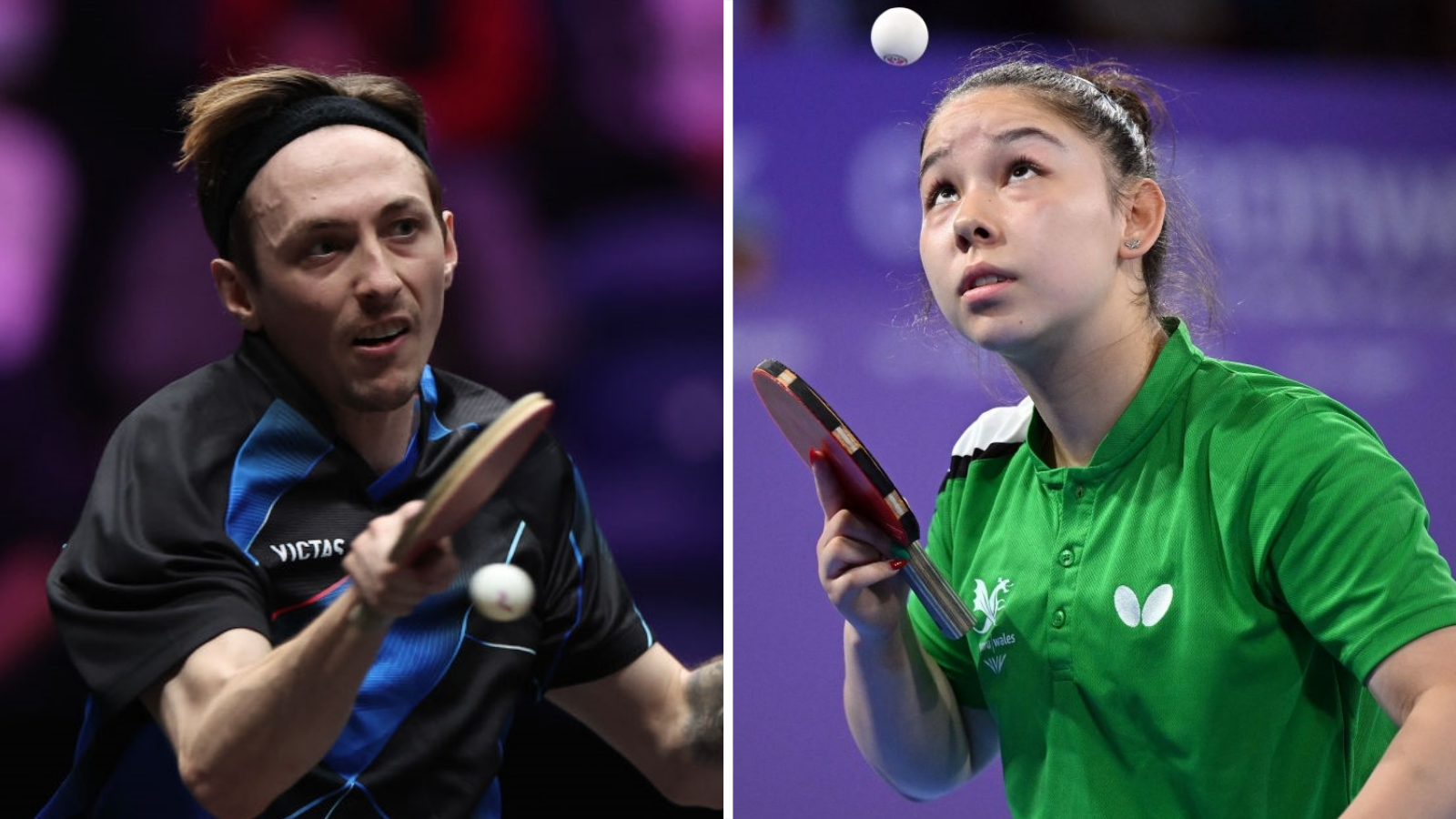 Liam Pitchford and Anna Hursey playing table tennis