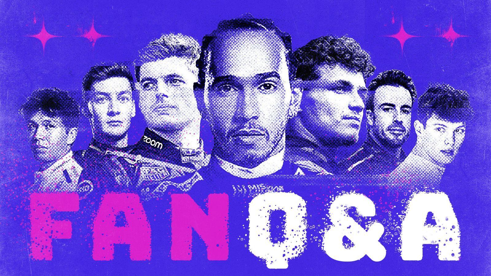 A graphic that shows Alex Albon, George Russell, Max Verstappen, Lewis Hamilton, Lando Norris, Fernando Alonso and Oliver Bearman, with a banner that says 'Fan Q&A'