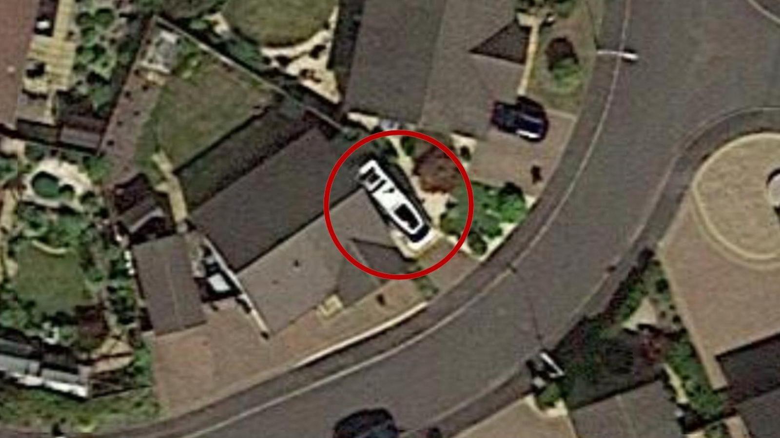 A satellite image shows the motorhome in the drive of Peter Murrell's mother's home in Dunfermline in 2021