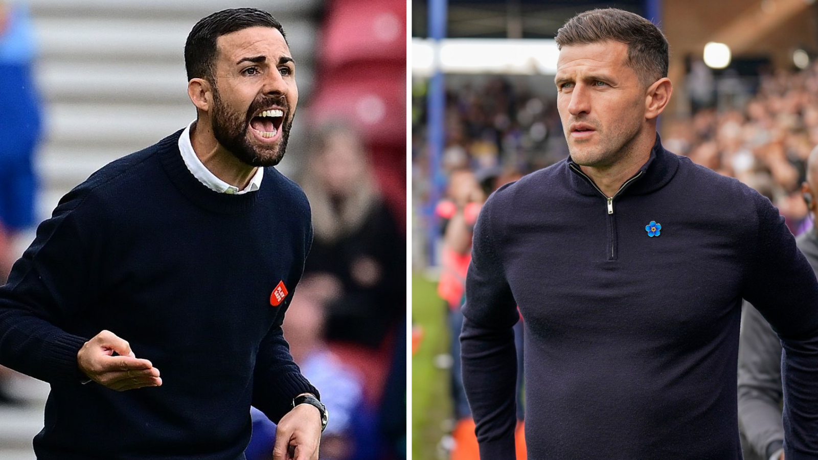 Stoke City head coach Narcis Pelach and Portsmouth manager John Mousinho