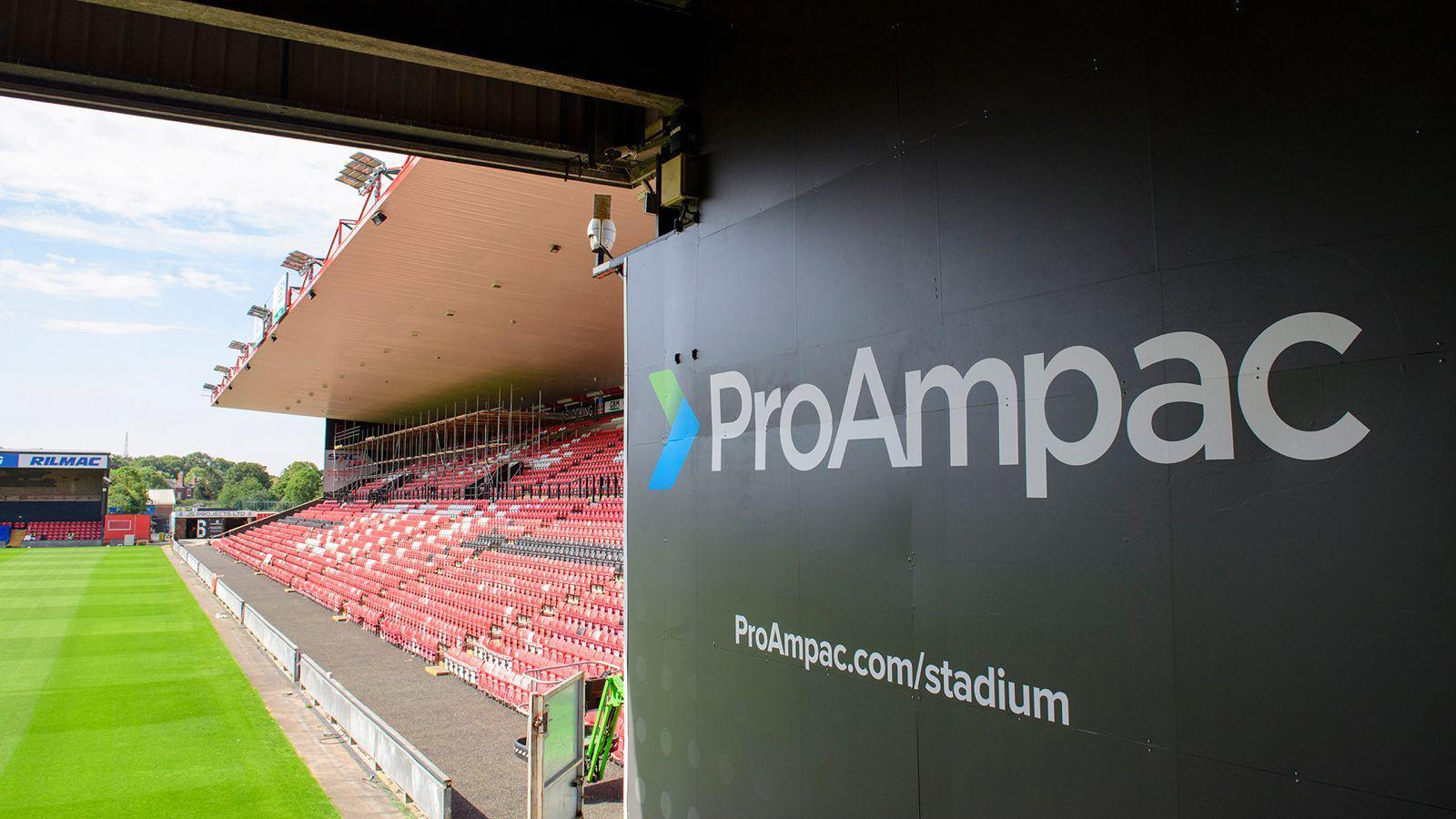 New signage at Lincoln City for the ProAmpac Stadium
