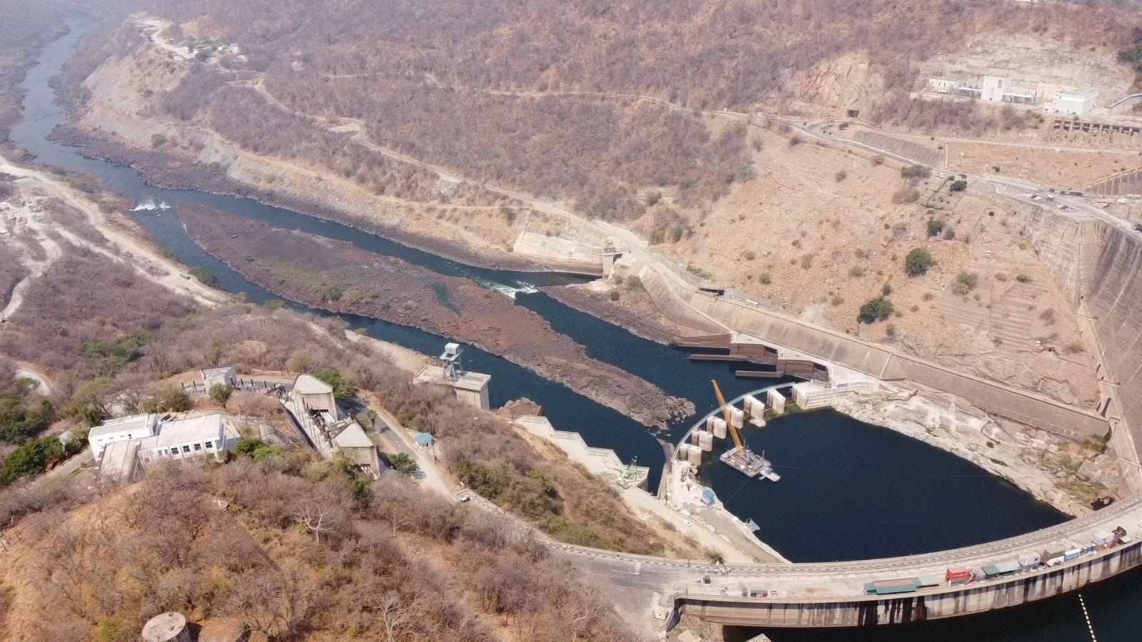 An aerial view of Kariba Dam