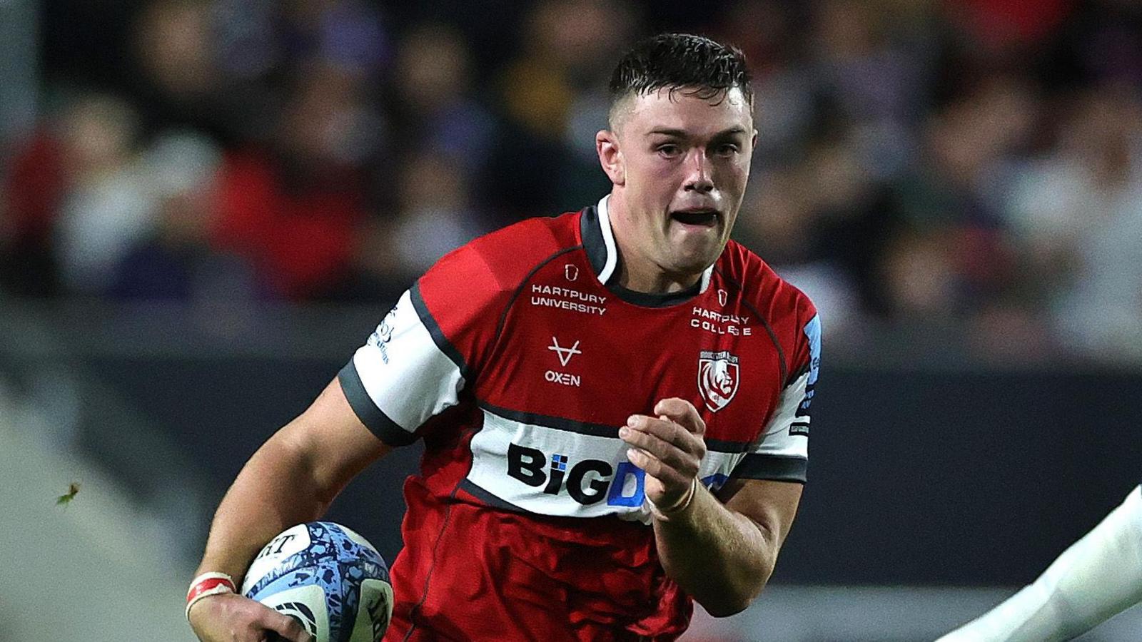 Freddie Thomas runs with the ball during Gloucester's win against Bristol