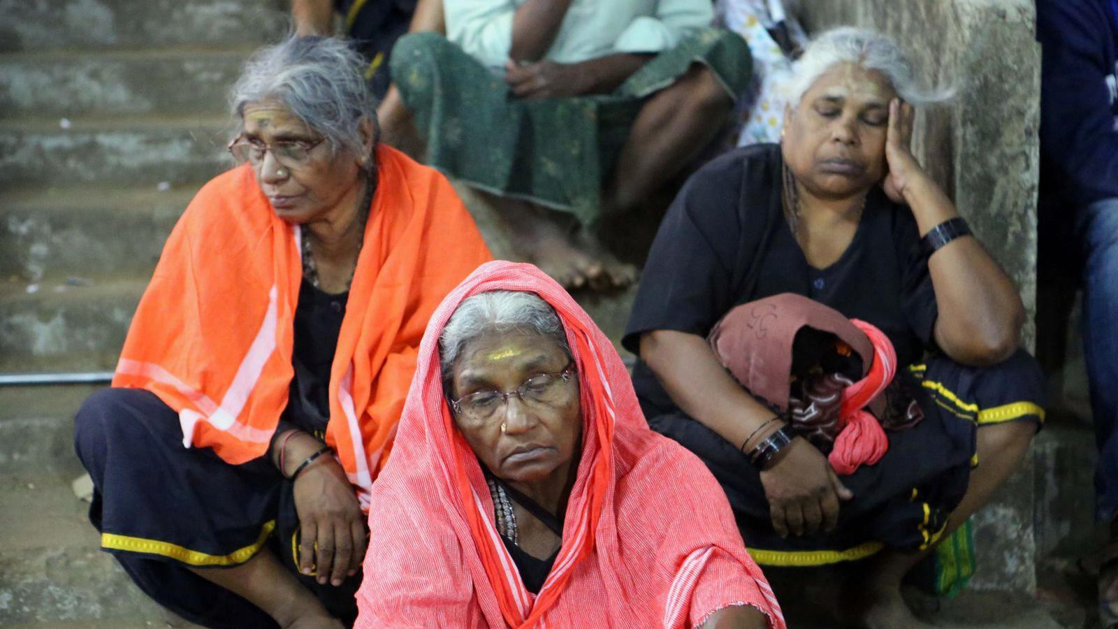 Some elderly women pilgrims at Sabarimala shrine