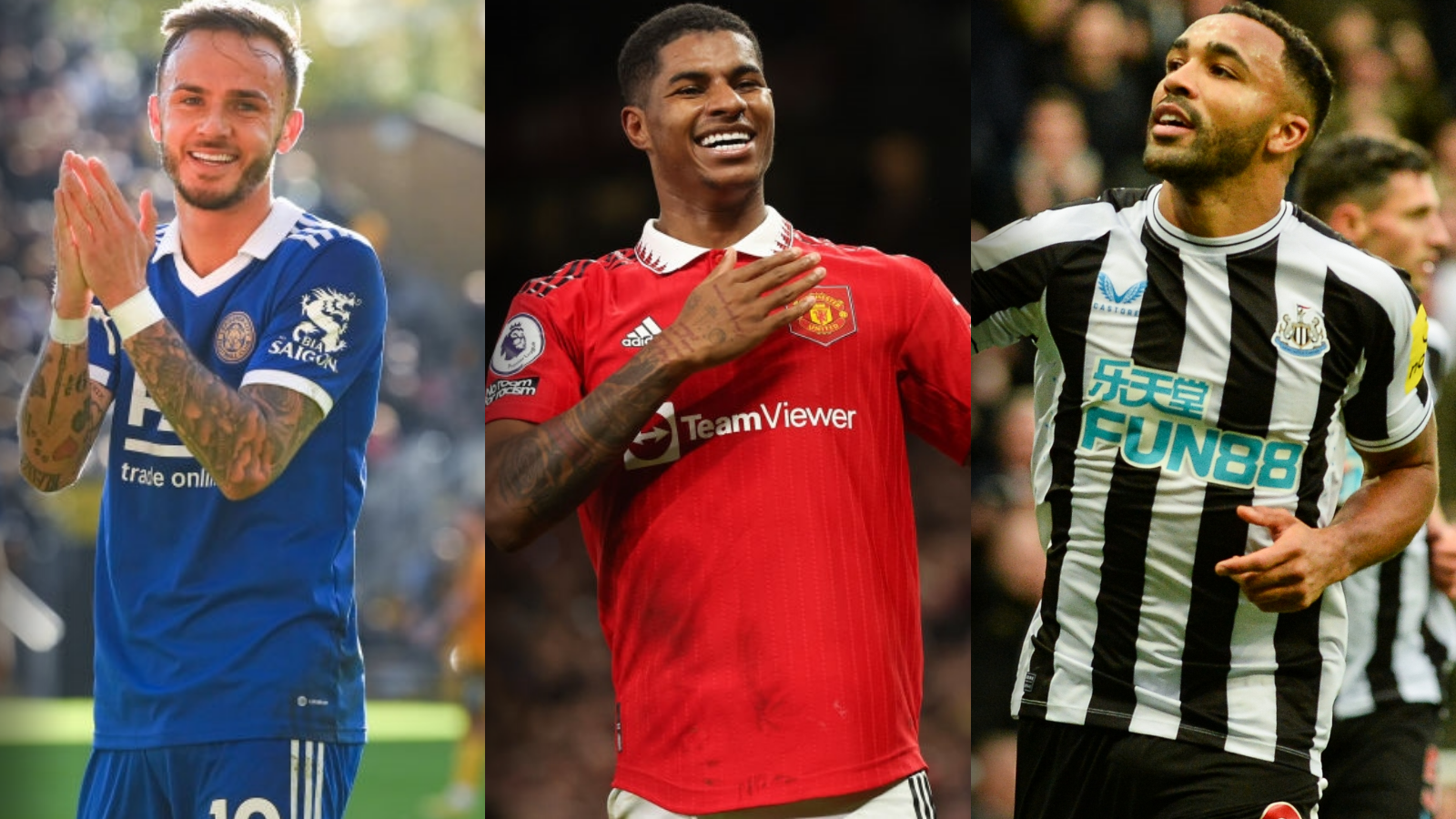 james Maddison, Marcus Rashford and Callum wilson