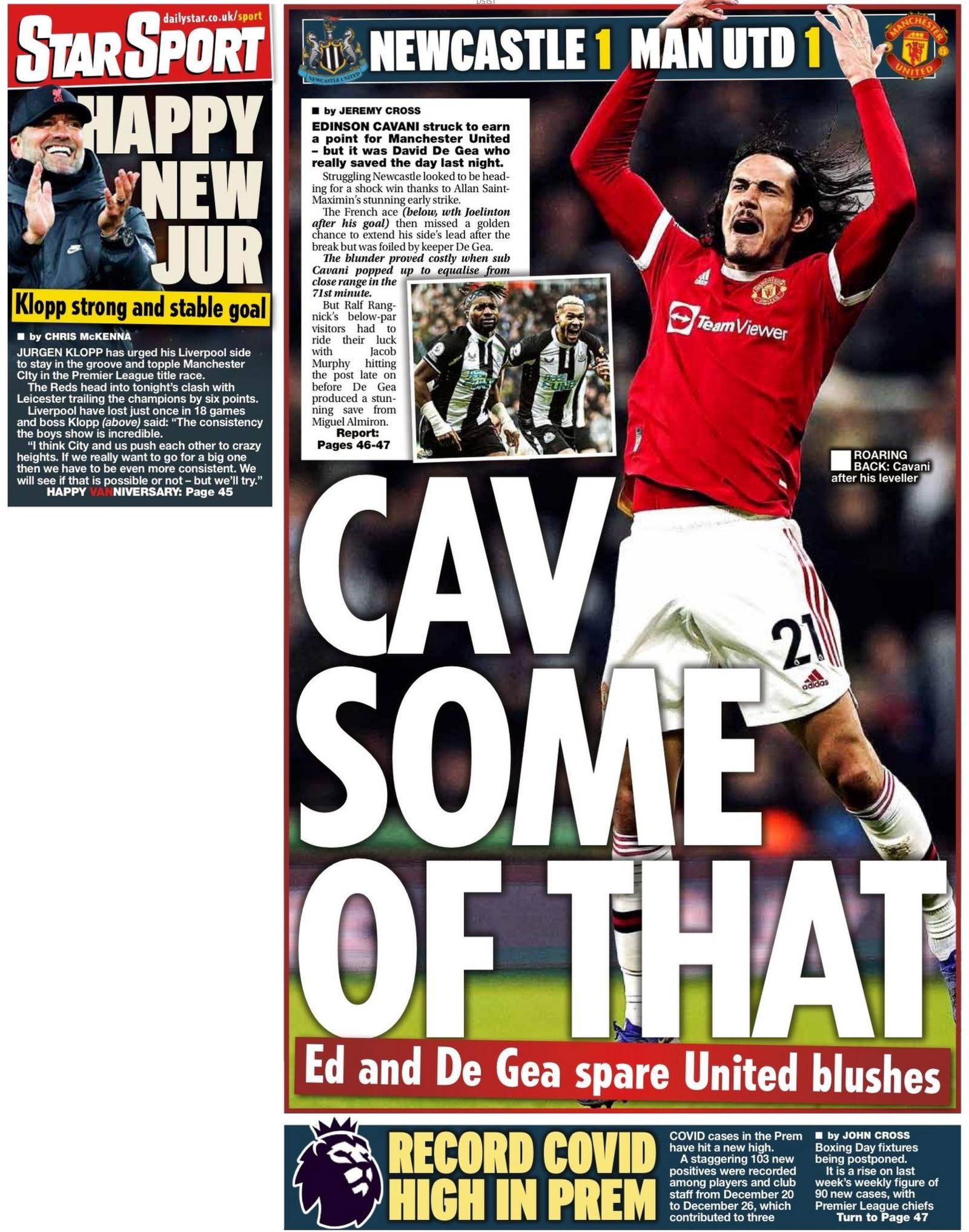 The back page of the Daily Star